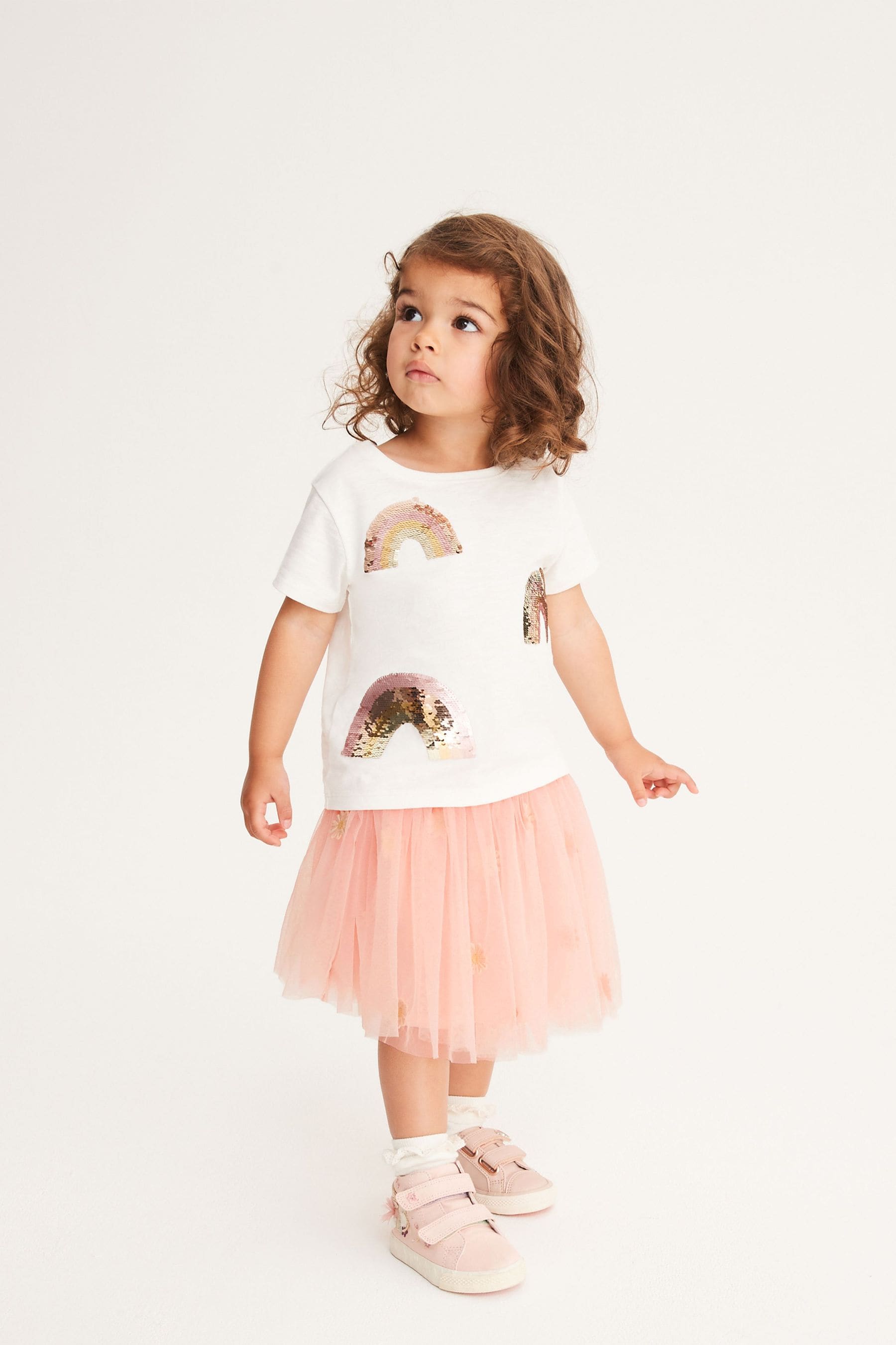 Cream Rainbow Sequin T-Shirt (3mths-7yrs)