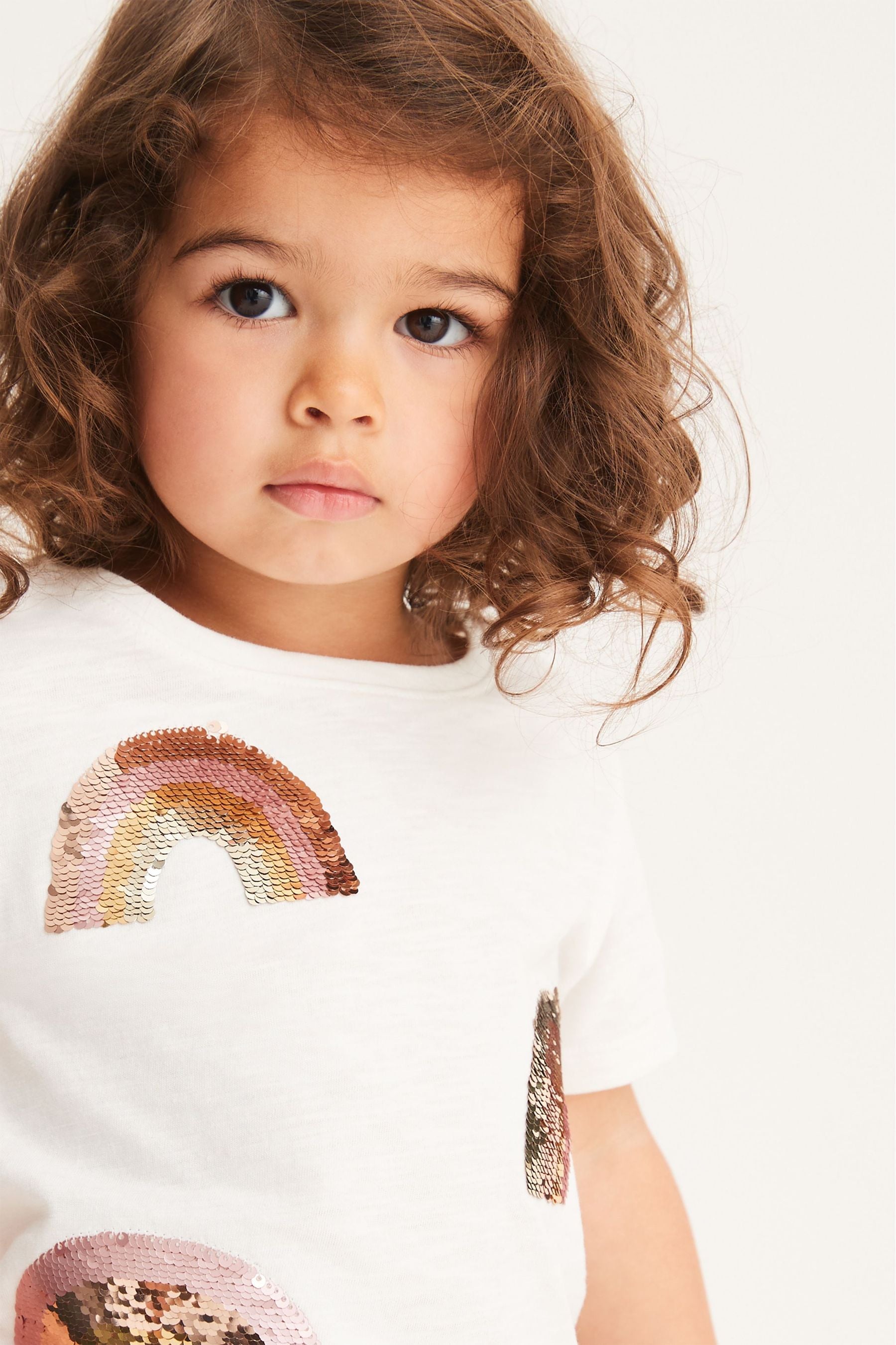 Cream Rainbow Sequin T-Shirt (3mths-7yrs)