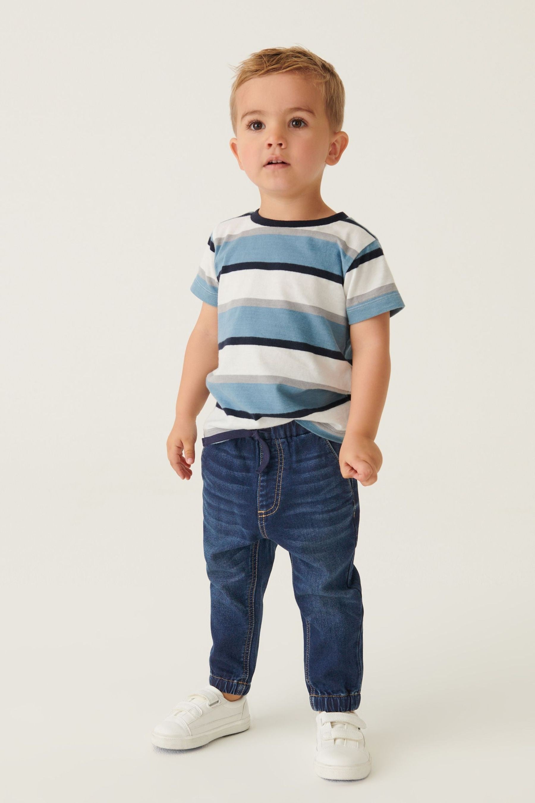 Dark Wash Cuffed Jogger Jeans With Comfort Stretch (3mths-7yrs)