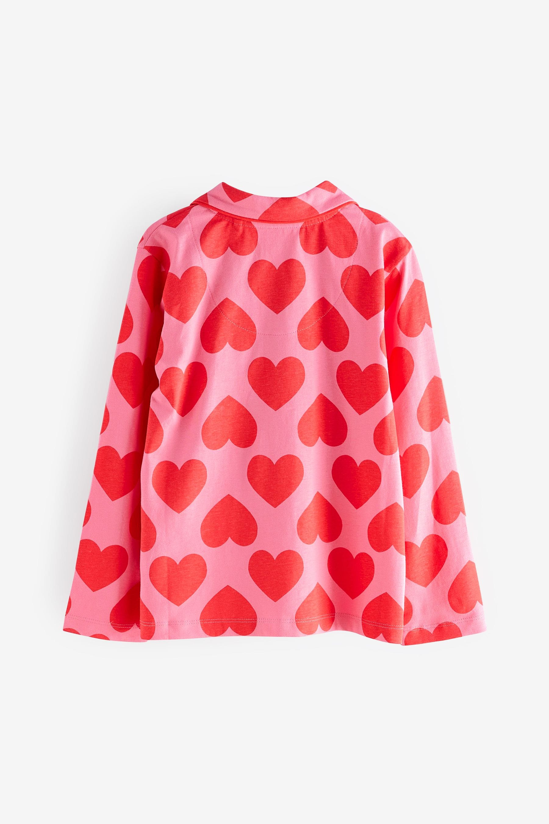 Pink/Red Heart Button Through Pyjamas (3-16yrs)