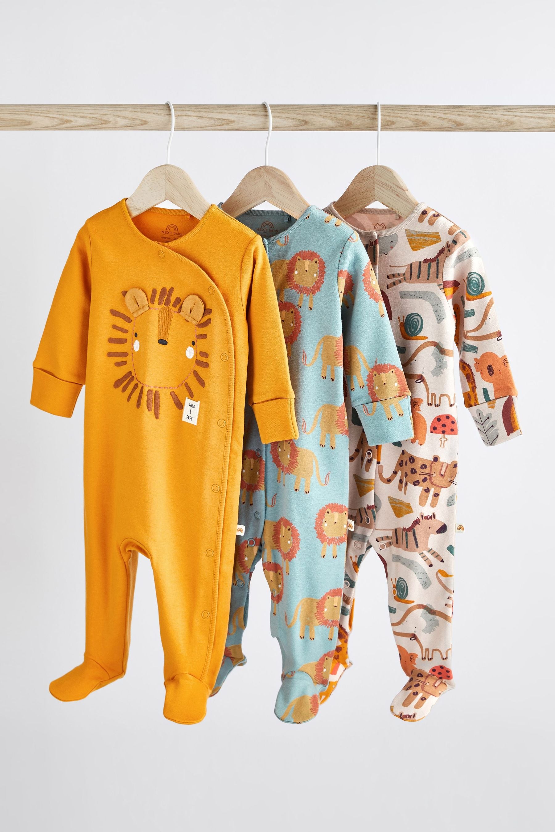 Rust Brown Baby Sleepsuits 3 Pack (0-2yrs)