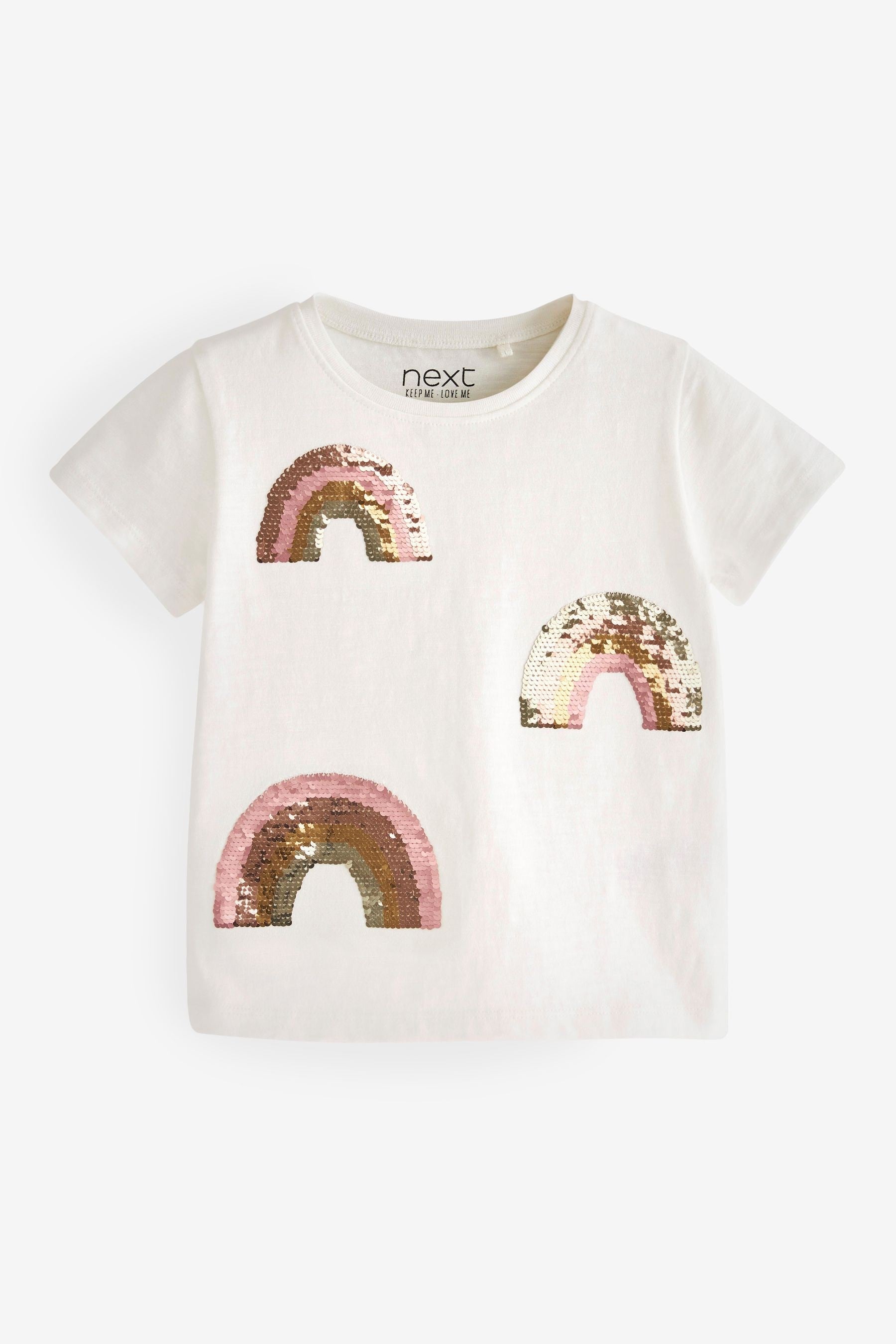 Cream Rainbow Sequin T-Shirt (3mths-7yrs)