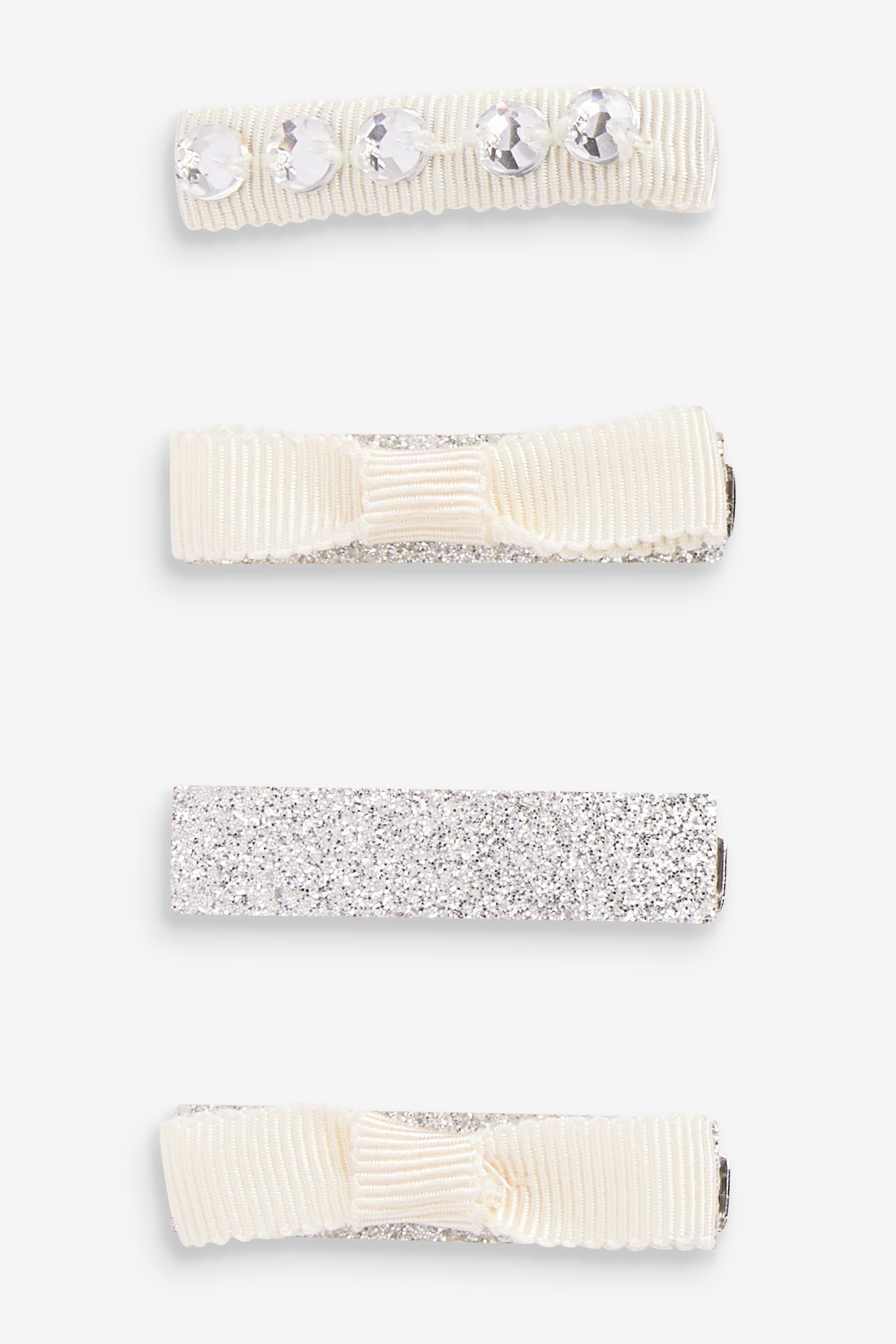 Ivory Cream Glitter Clips 4 Pack