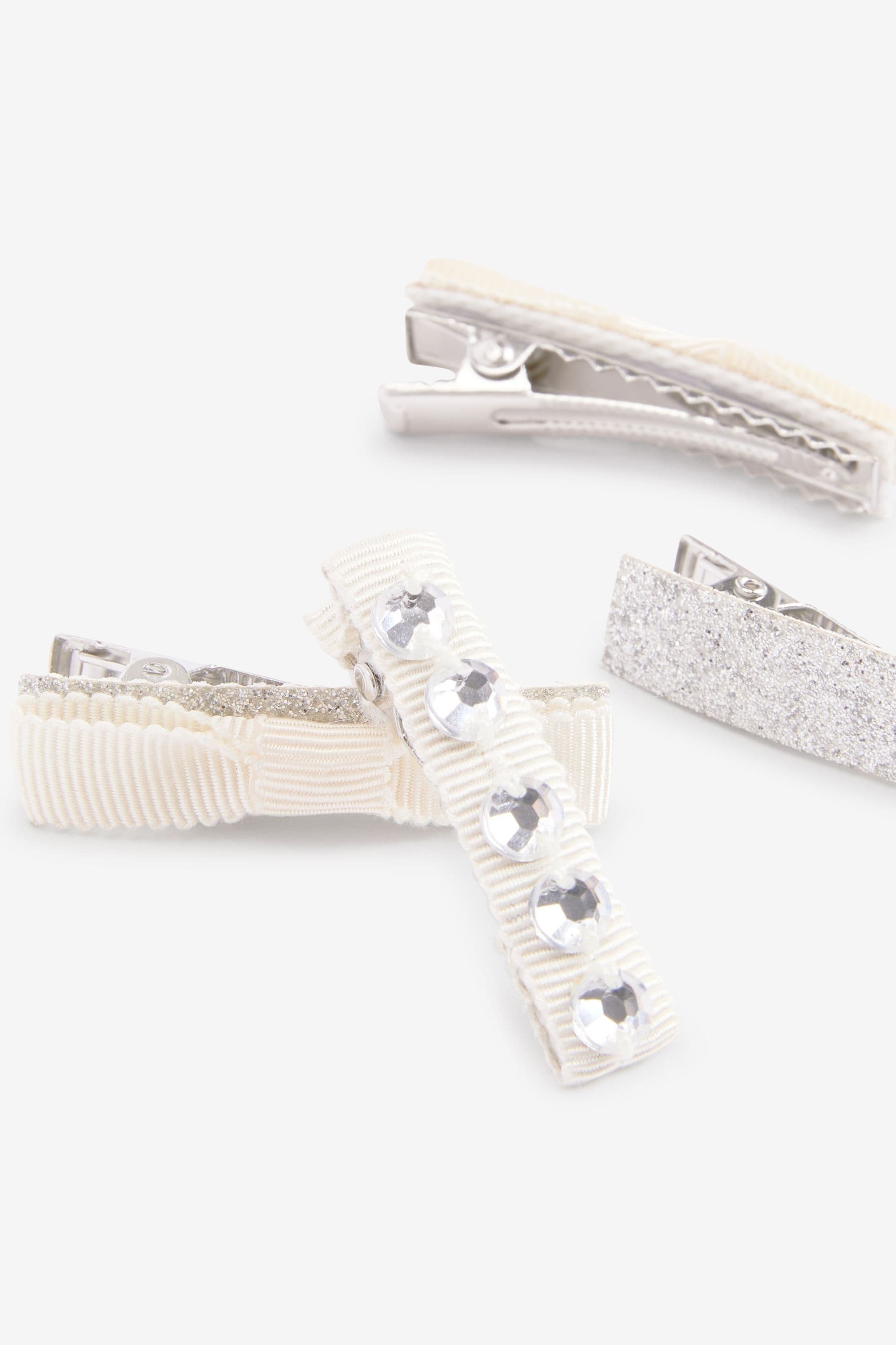 Ivory Cream Glitter Clips 4 Pack