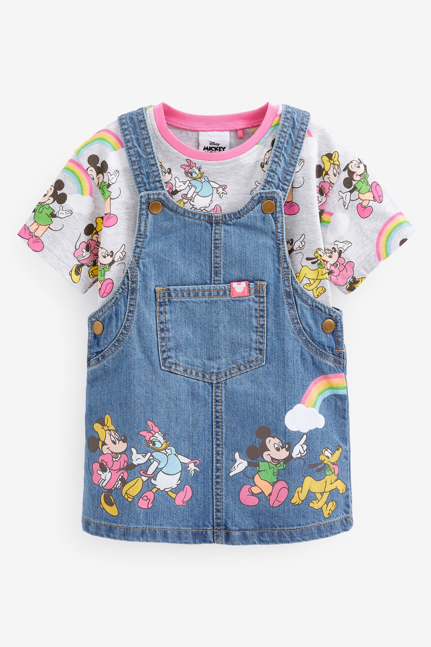 Blue Denim Mickey Mouse & Friends Pinafore Set (9mths-8yrs)