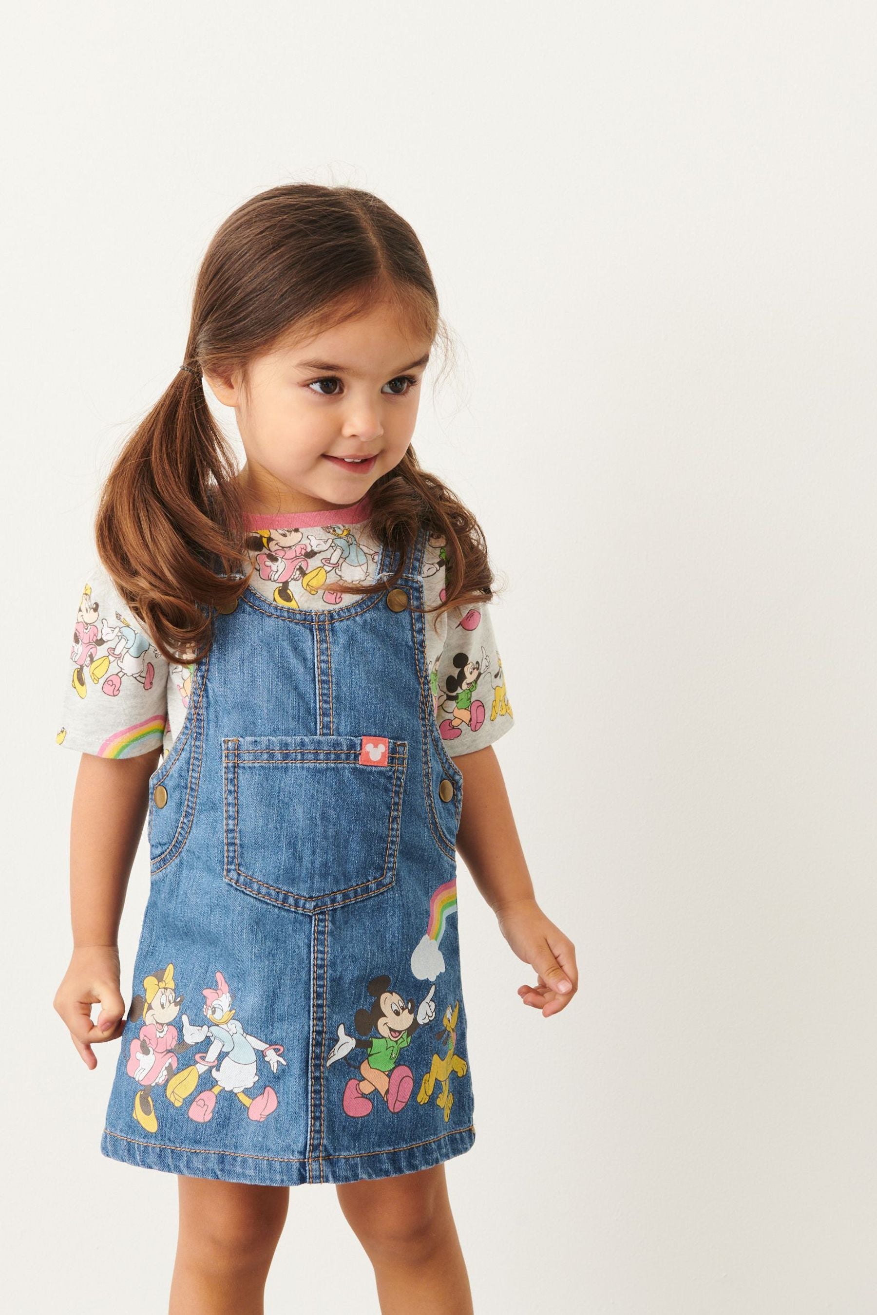 Blue Denim Mickey Mouse & Friends Pinafore Set (9mths-8yrs)