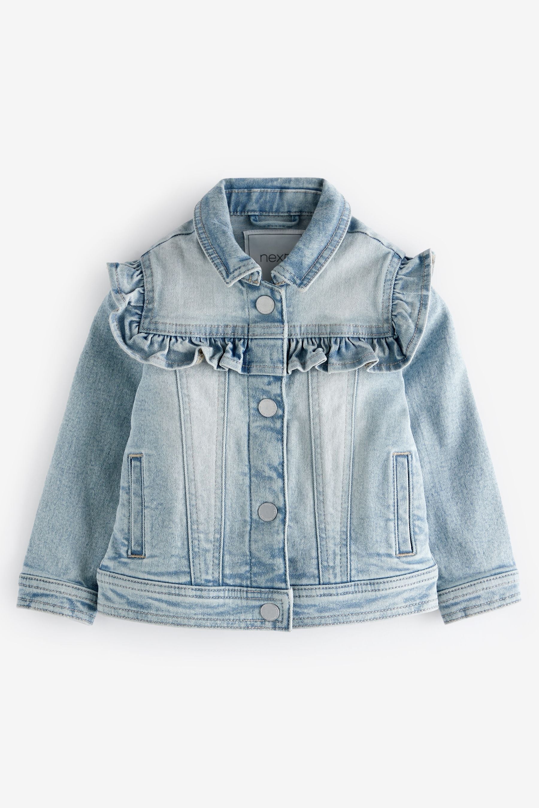 Mid Blue Frill Shoulder Denim Jacket (3-16yrs)