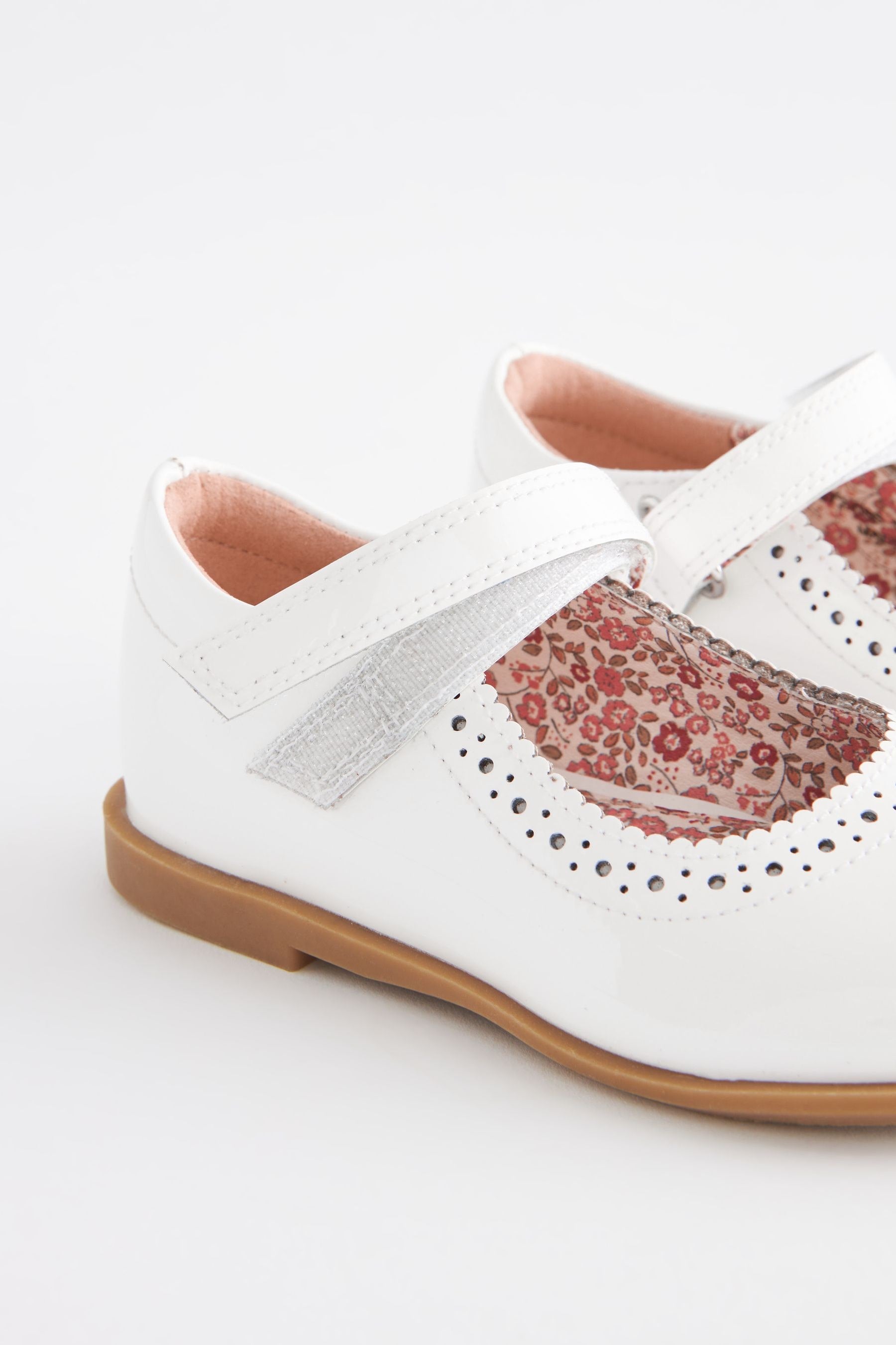 White Patent Leather Brogue Mary Jane Shoes