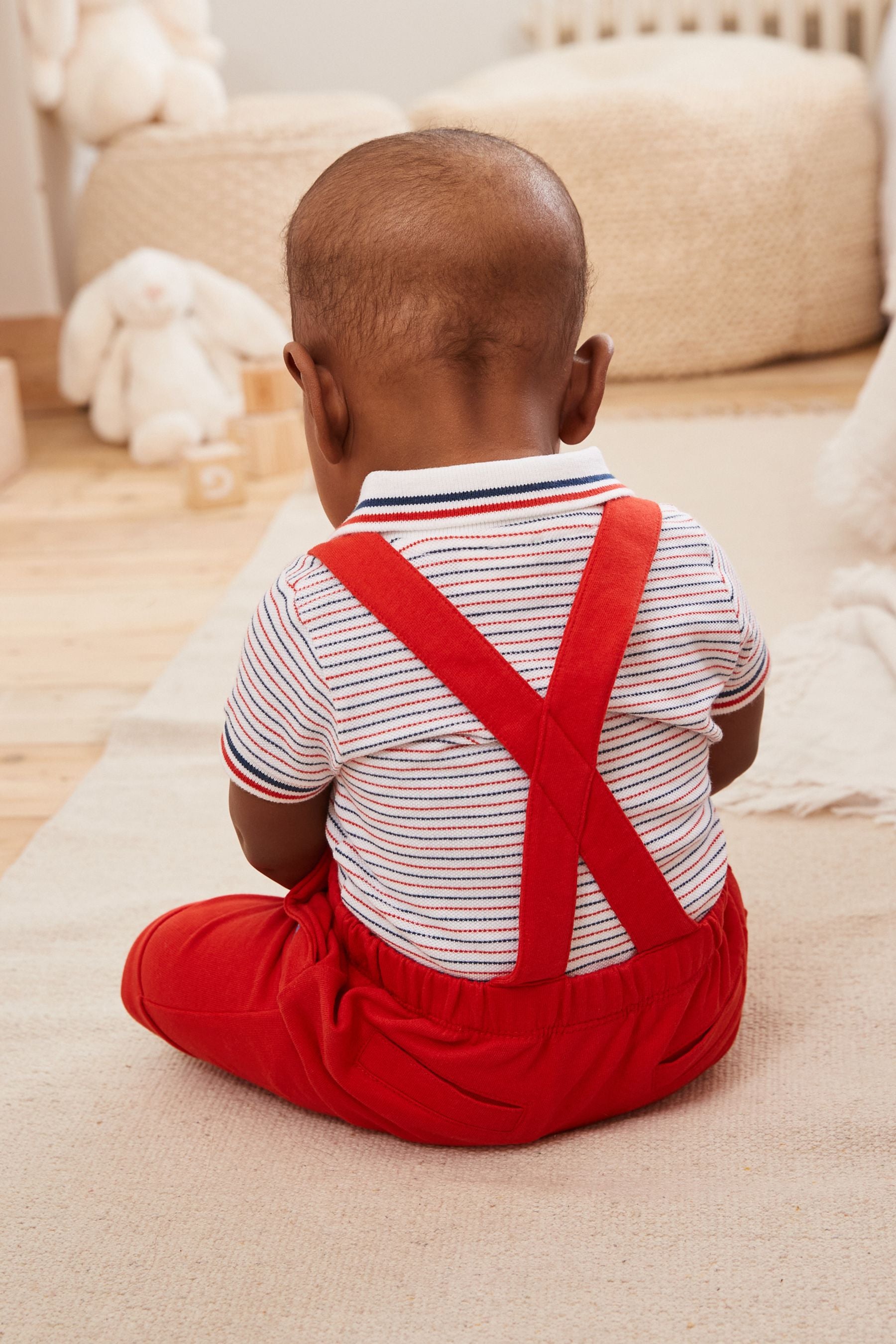 Red Smart Jersey Baby Dungarees and Bodysuit Set (0mths-2yrs)