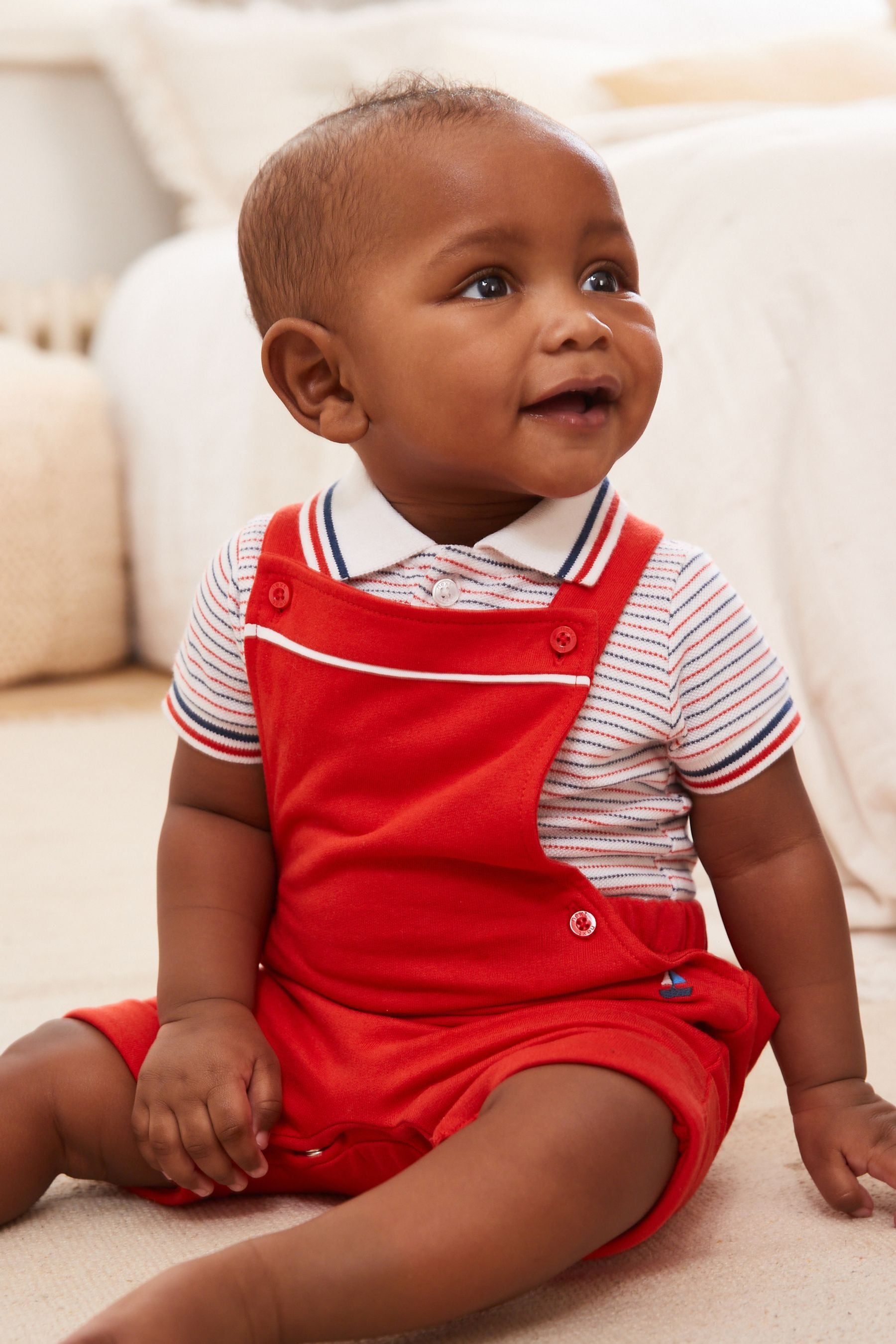 Red Smart Jersey Baby Dungarees and Bodysuit Set (0mths-2yrs)