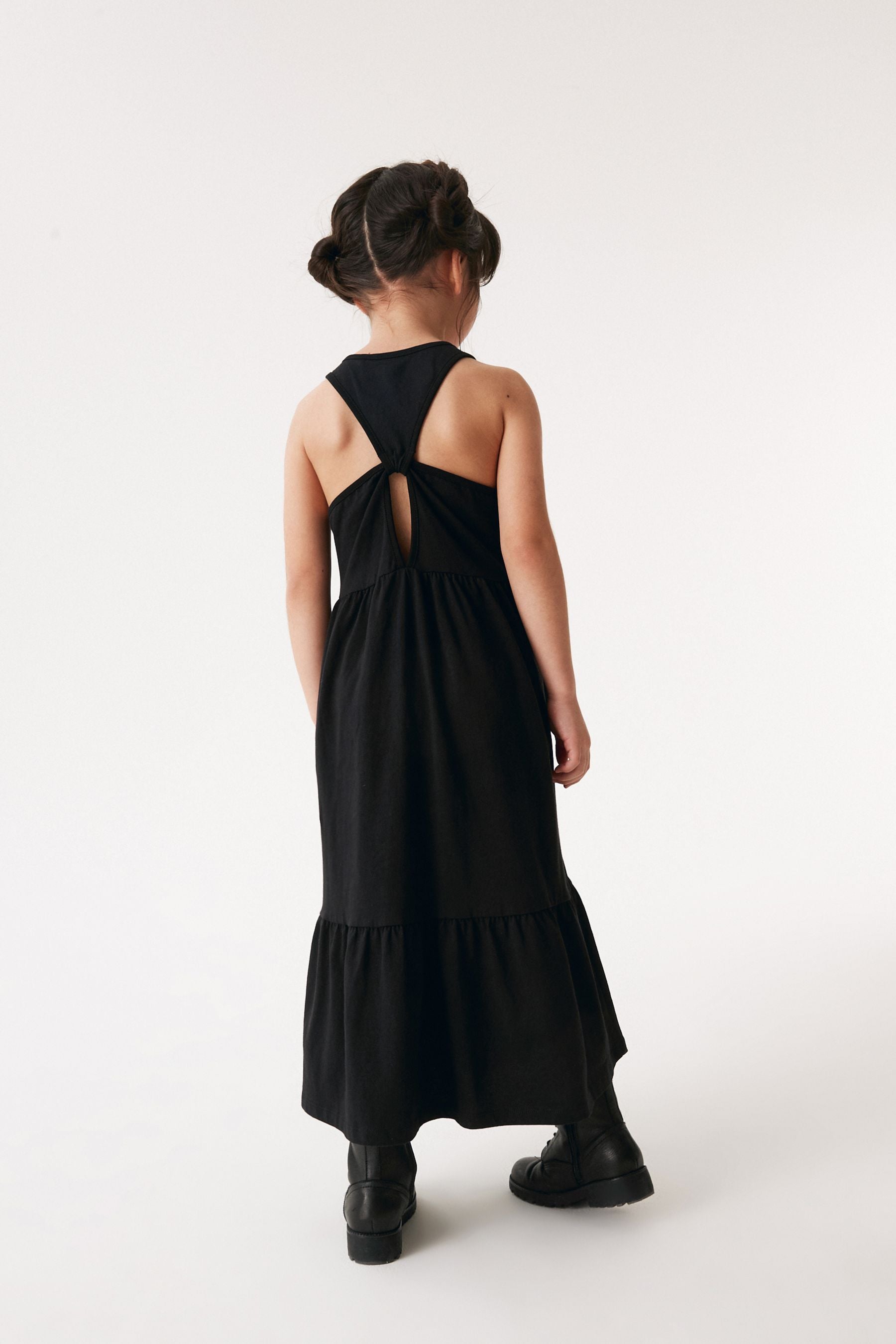 Black Back Detail Soft Jersey Midi Dress (3-16yrs)