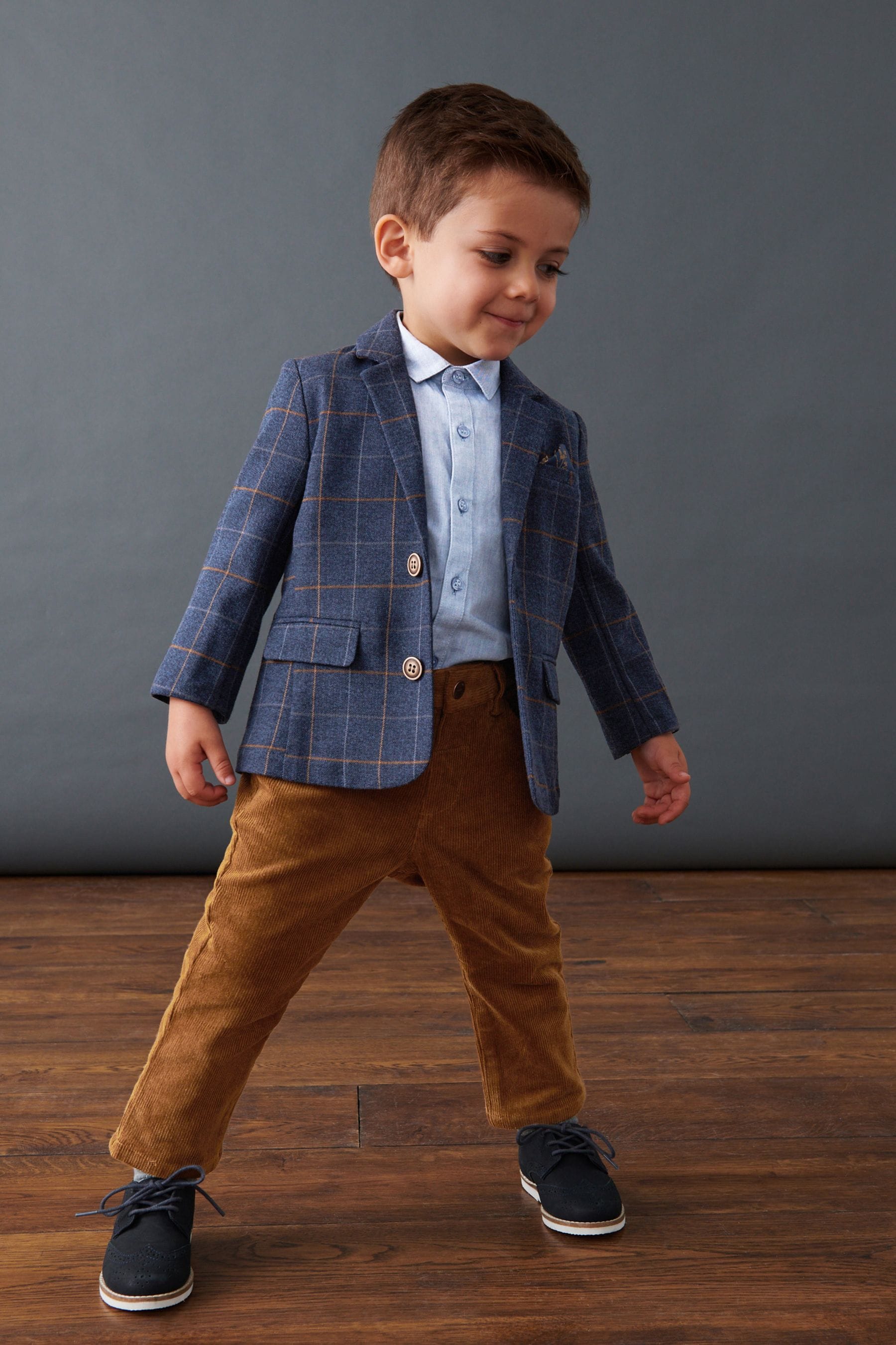 Navy Check Blazer, Shirt, Trouser & Bow Tie Set (3mths-9yrs)