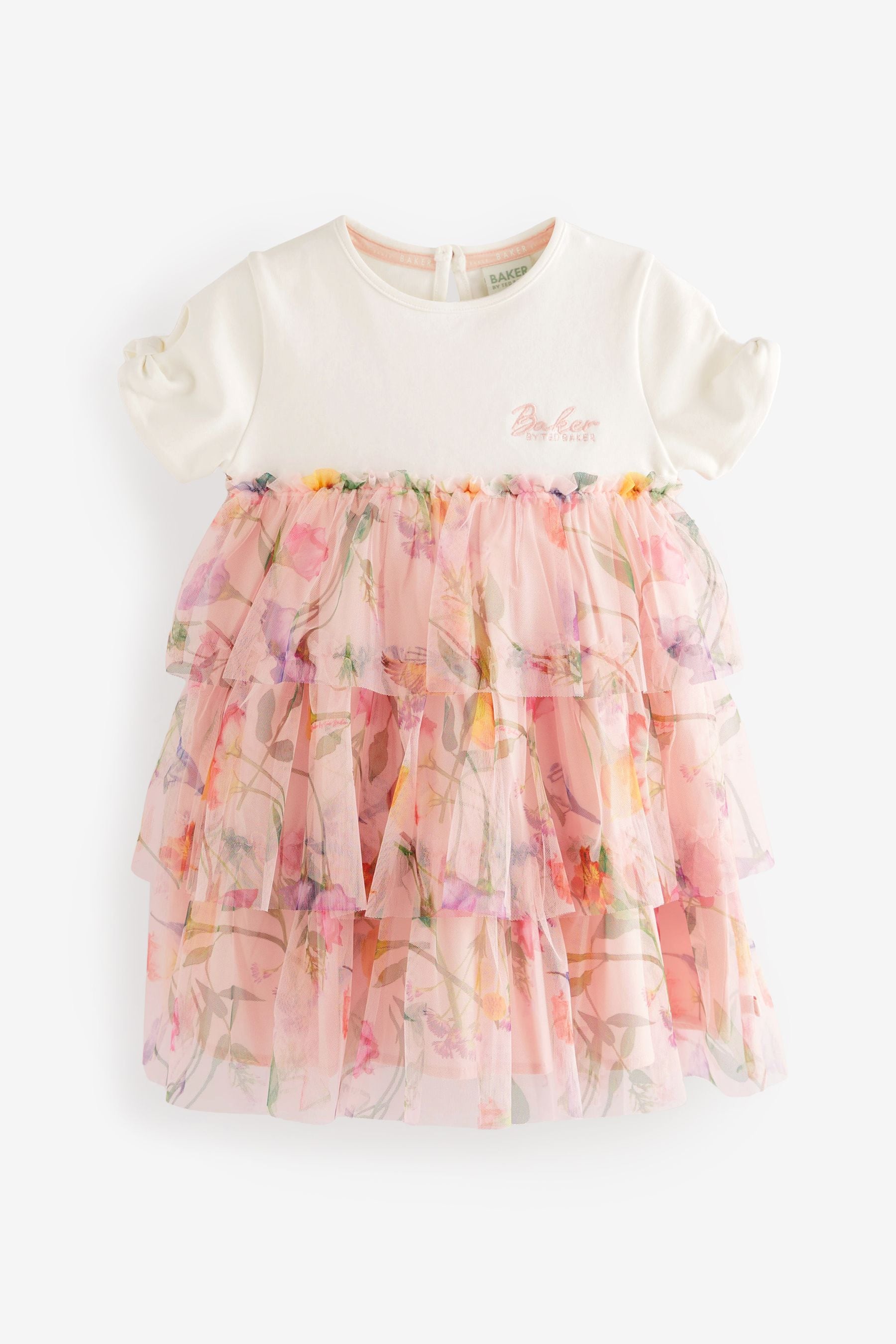 Pink Baker by Ted Baker Floral Tiered Mesh Dress