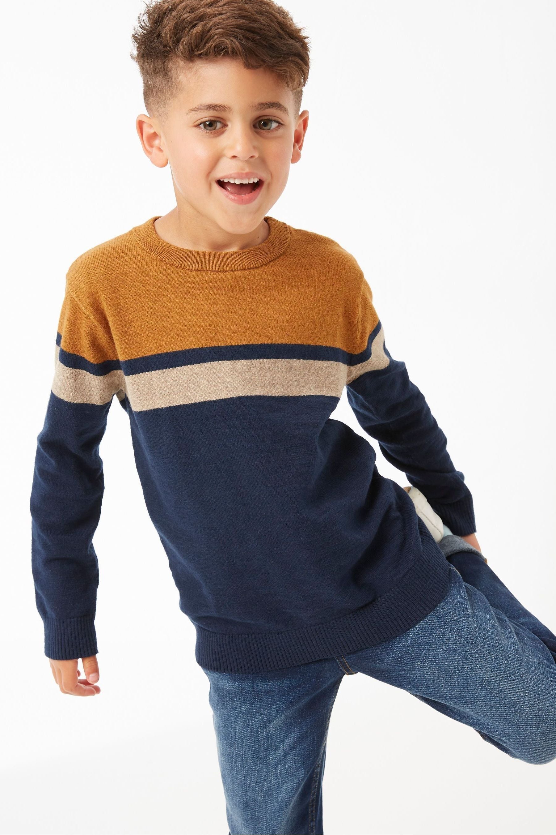 FatFace Blue Striped Jumper