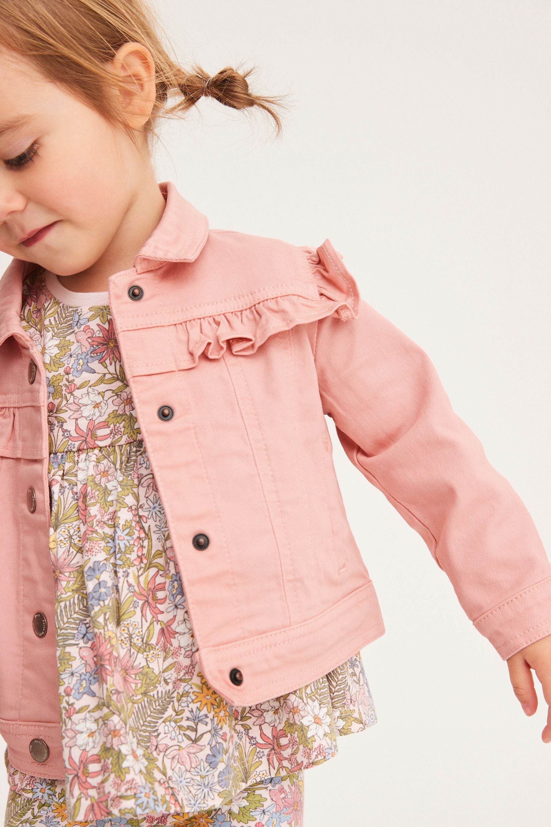 Pink Denim Jacket with Frill Detail (3mths-7yrs)