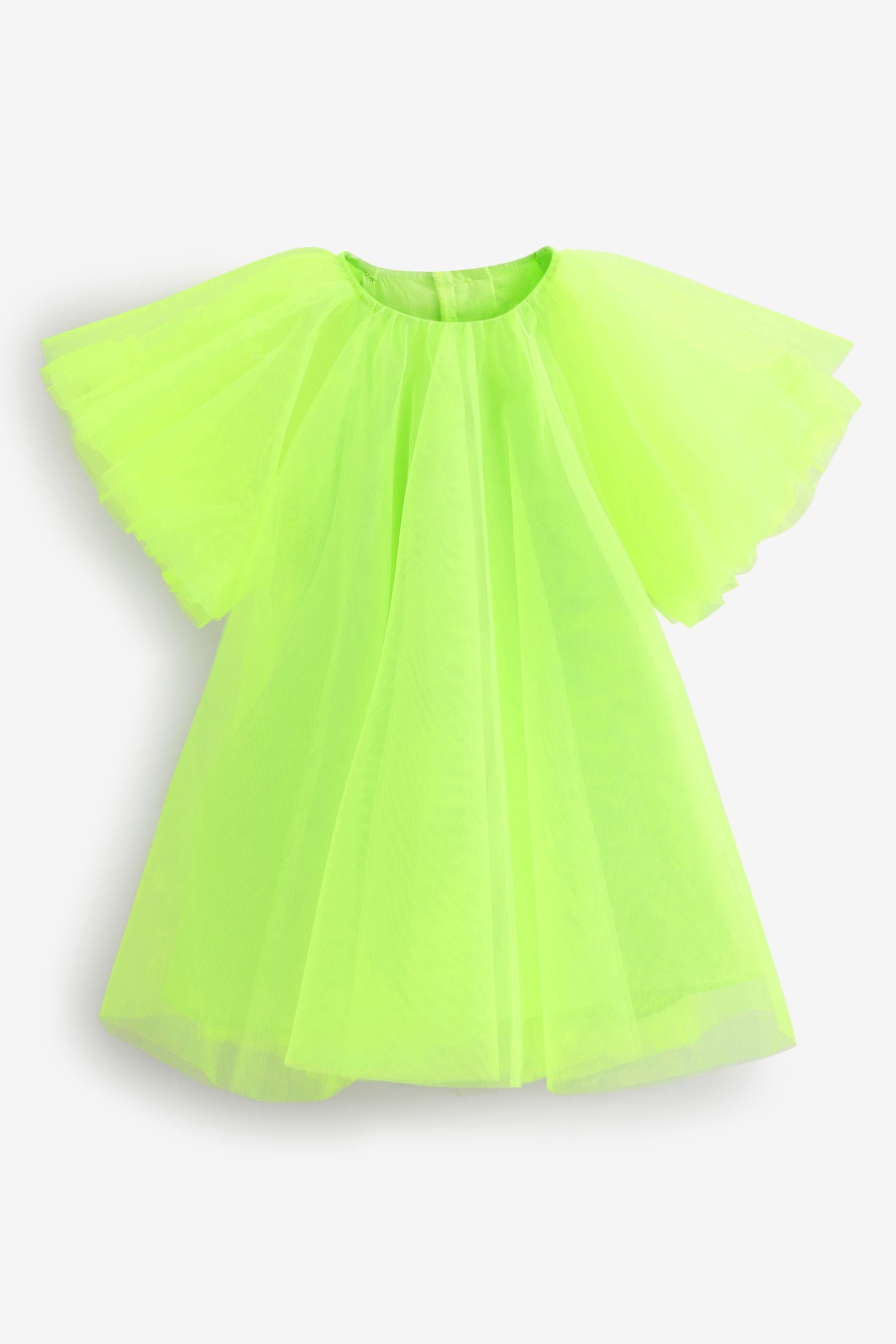 Fluro Yellow Mesh Party Dress (12mths-8yrs)