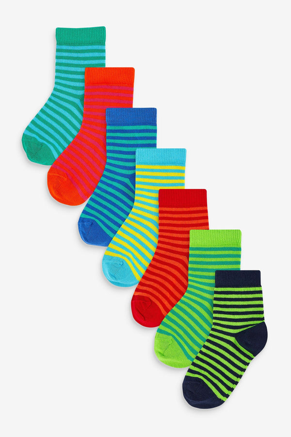 Bright Stripes Cotton Rich Socks 7 Pack