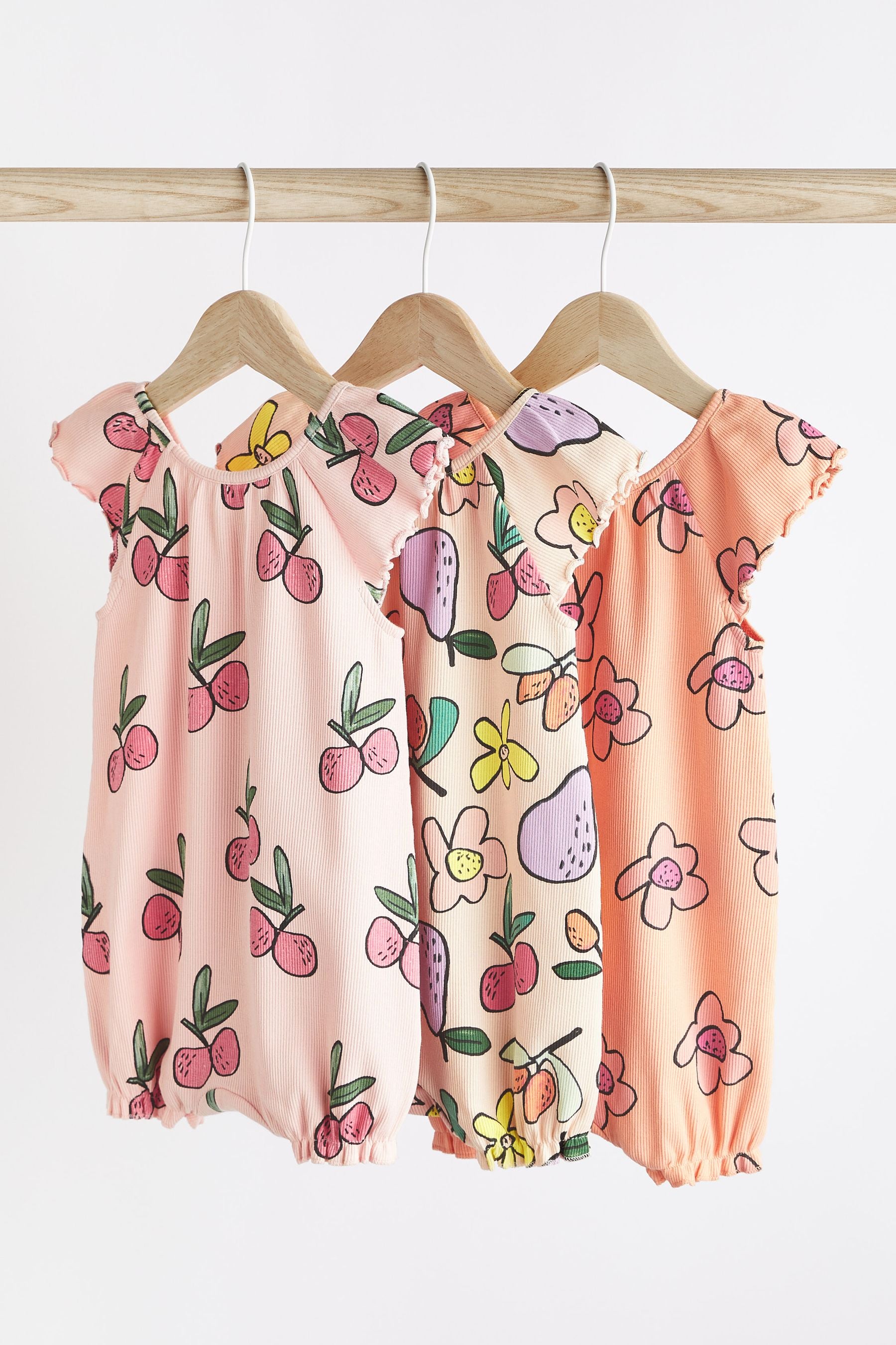 Pink Fruit Baby Rompers 3 Pack