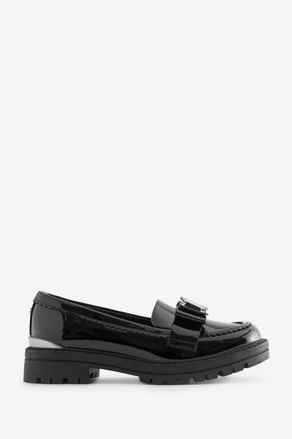 Black Baker by Ted Baker Girls Back to School Black Loafer Shoes with Bow