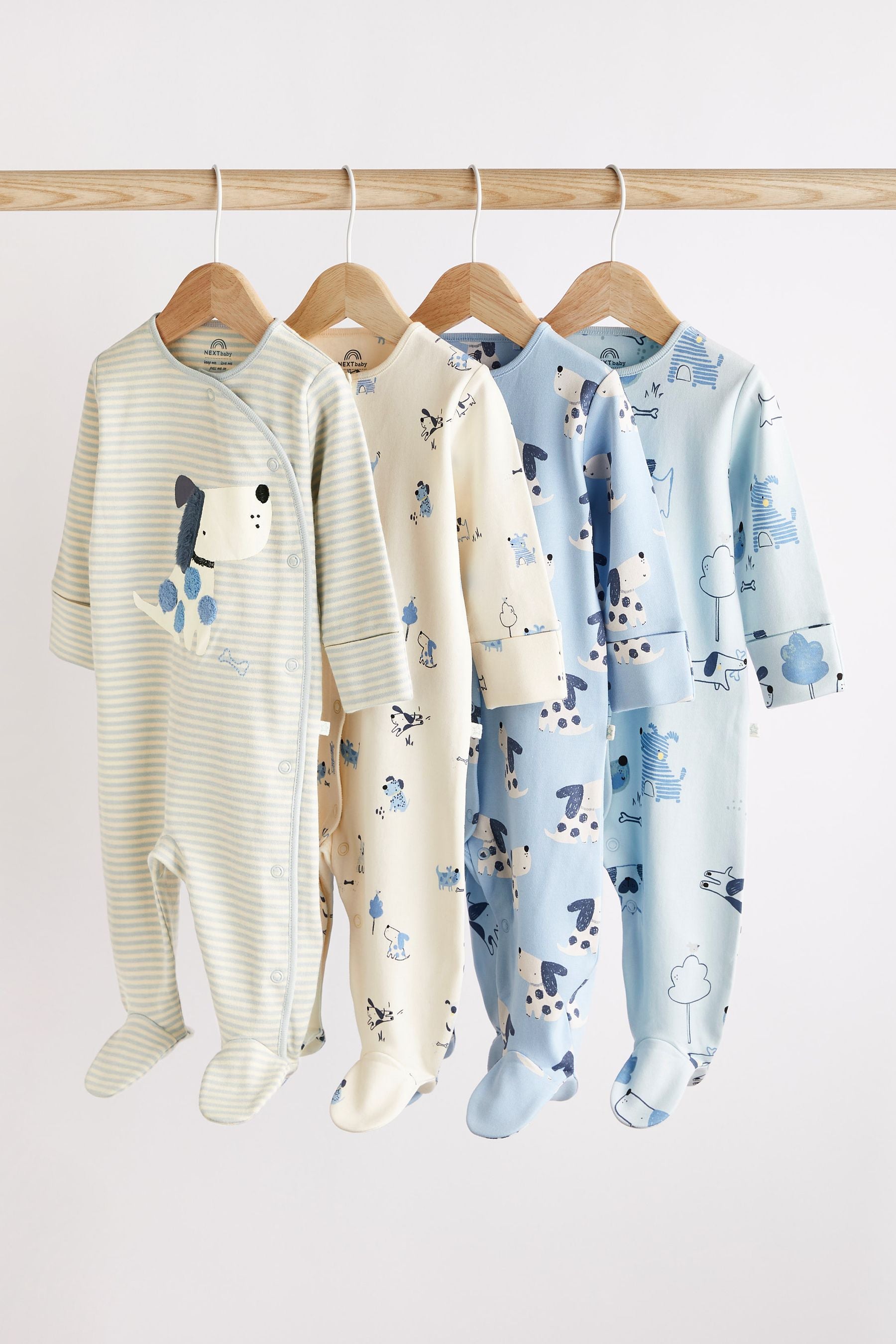 Blue Sleepsuits 4 Pack (0-2yrs)