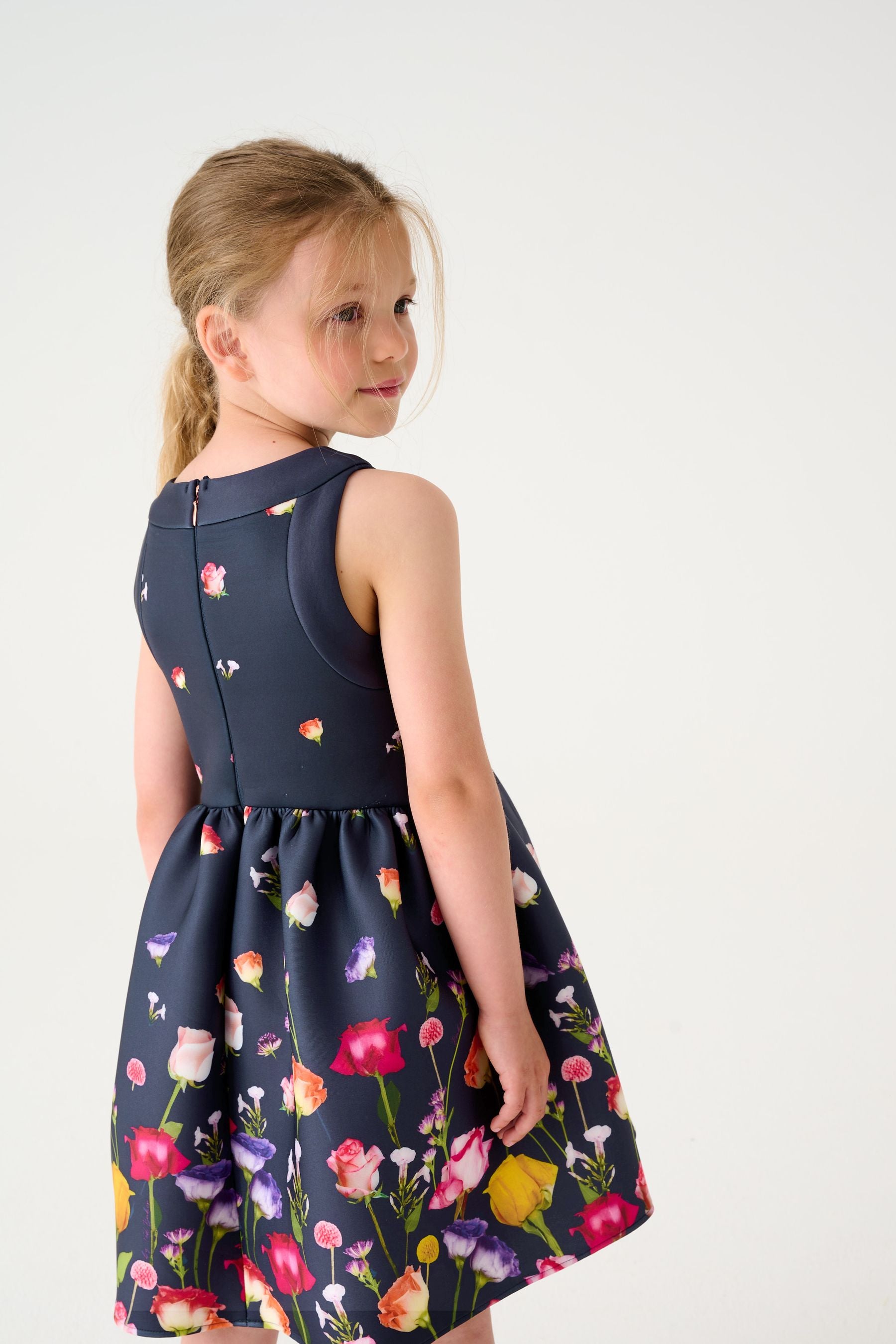 Baker by Ted Baker Navy Blue Floral Scuba Dress