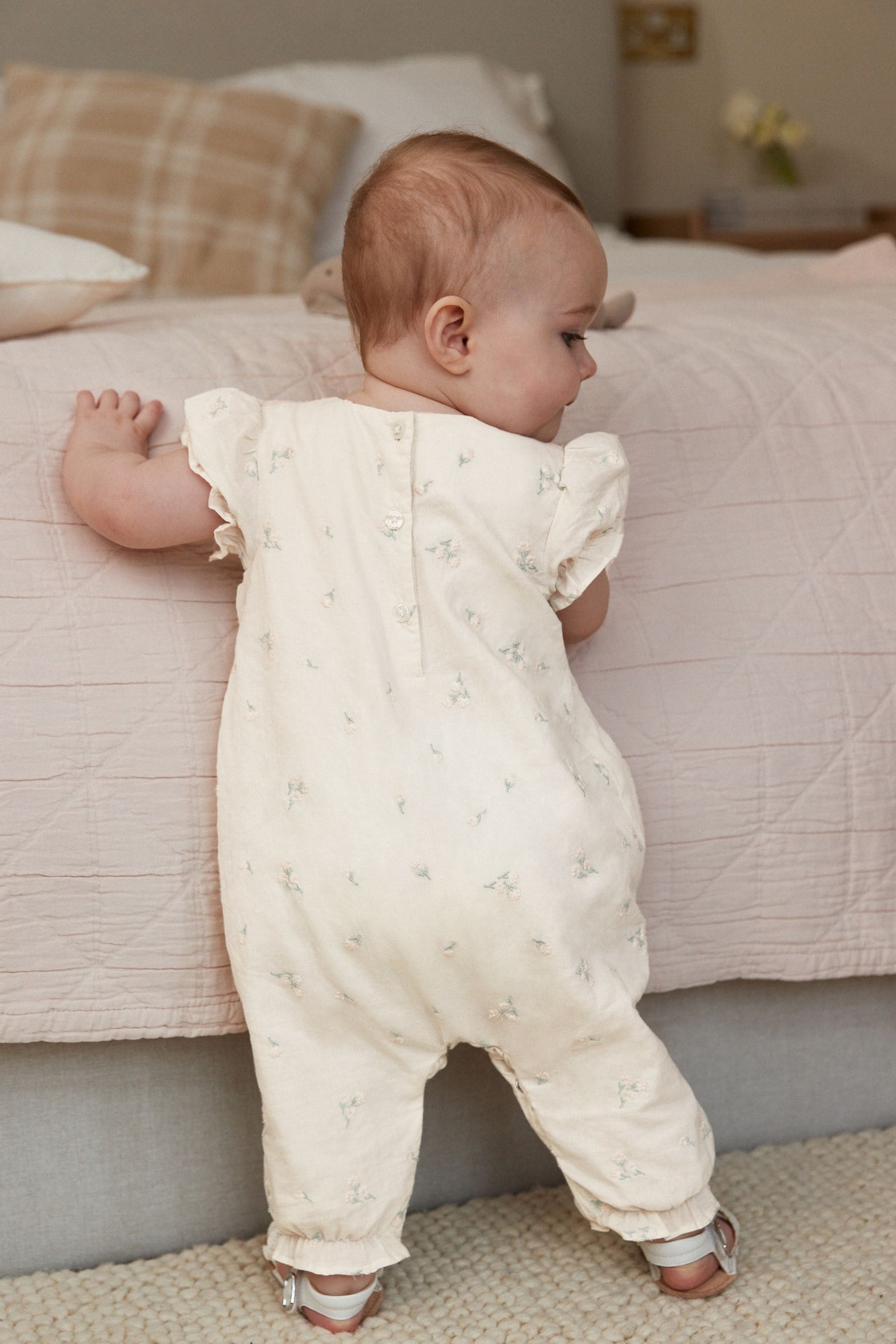 White Floral Ditsy Baby Jumpsuit (0mths-2yrs)