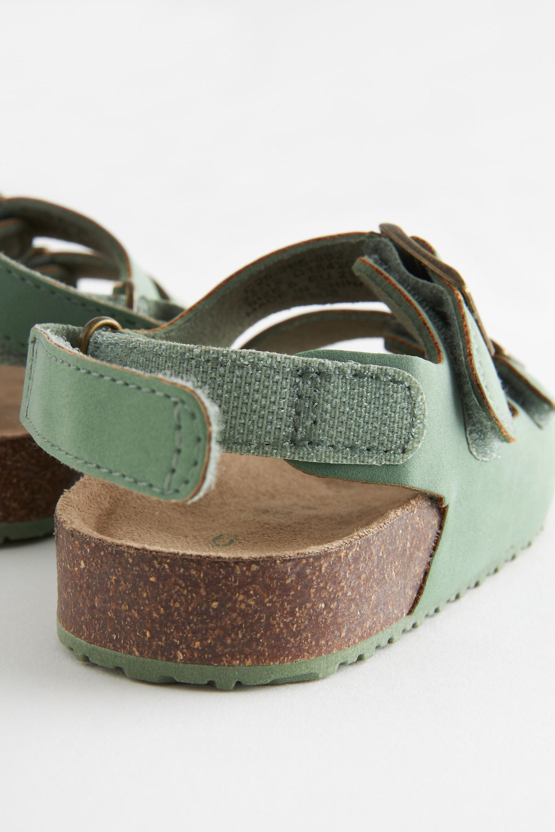 Sage Green Double Buckle Cushioned Footbed Sandals