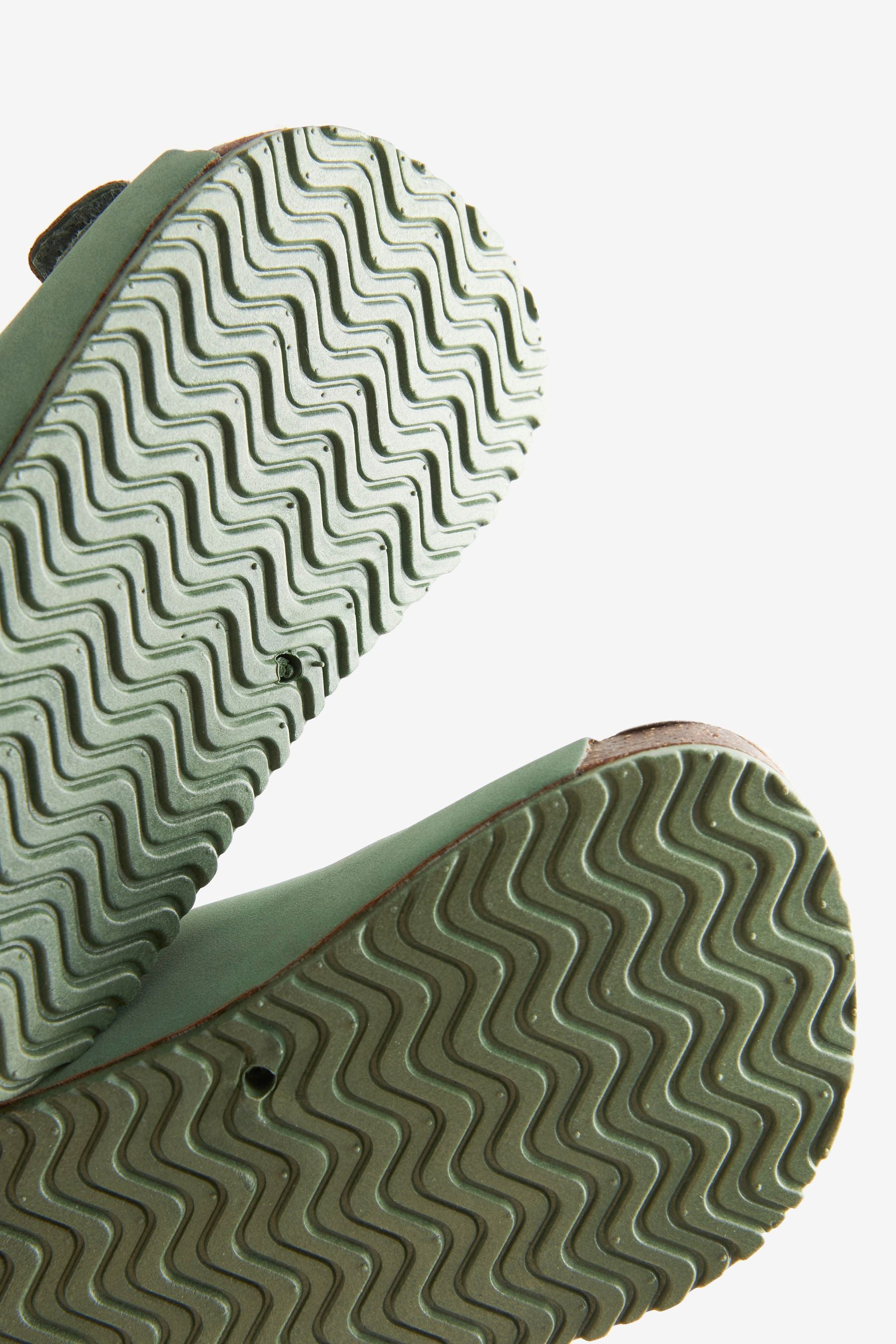 Sage Green Double Buckle Cushioned Footbed Sandals