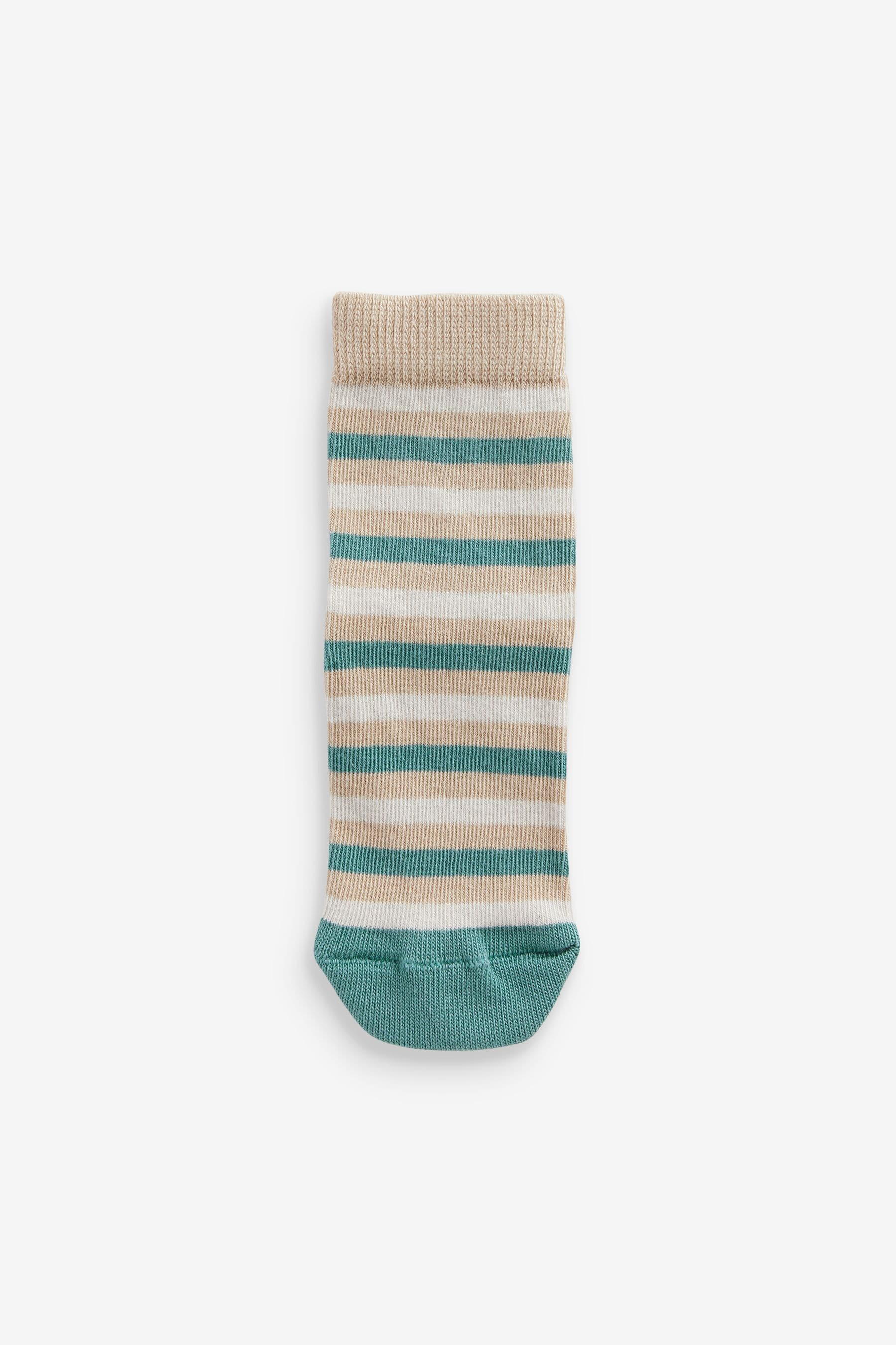 Blue/Tan Brown Stripes Cotton Rich Socks 7 Pack