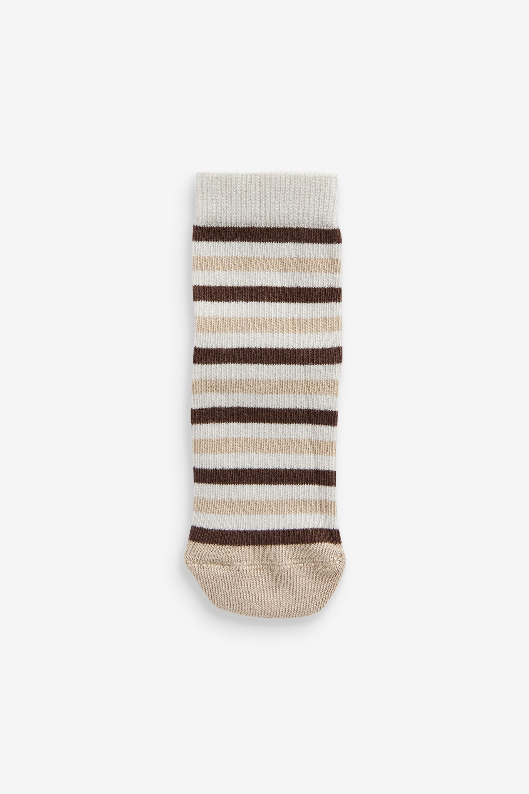 Blue/Tan Brown Stripes Cotton Rich Socks 7 Pack