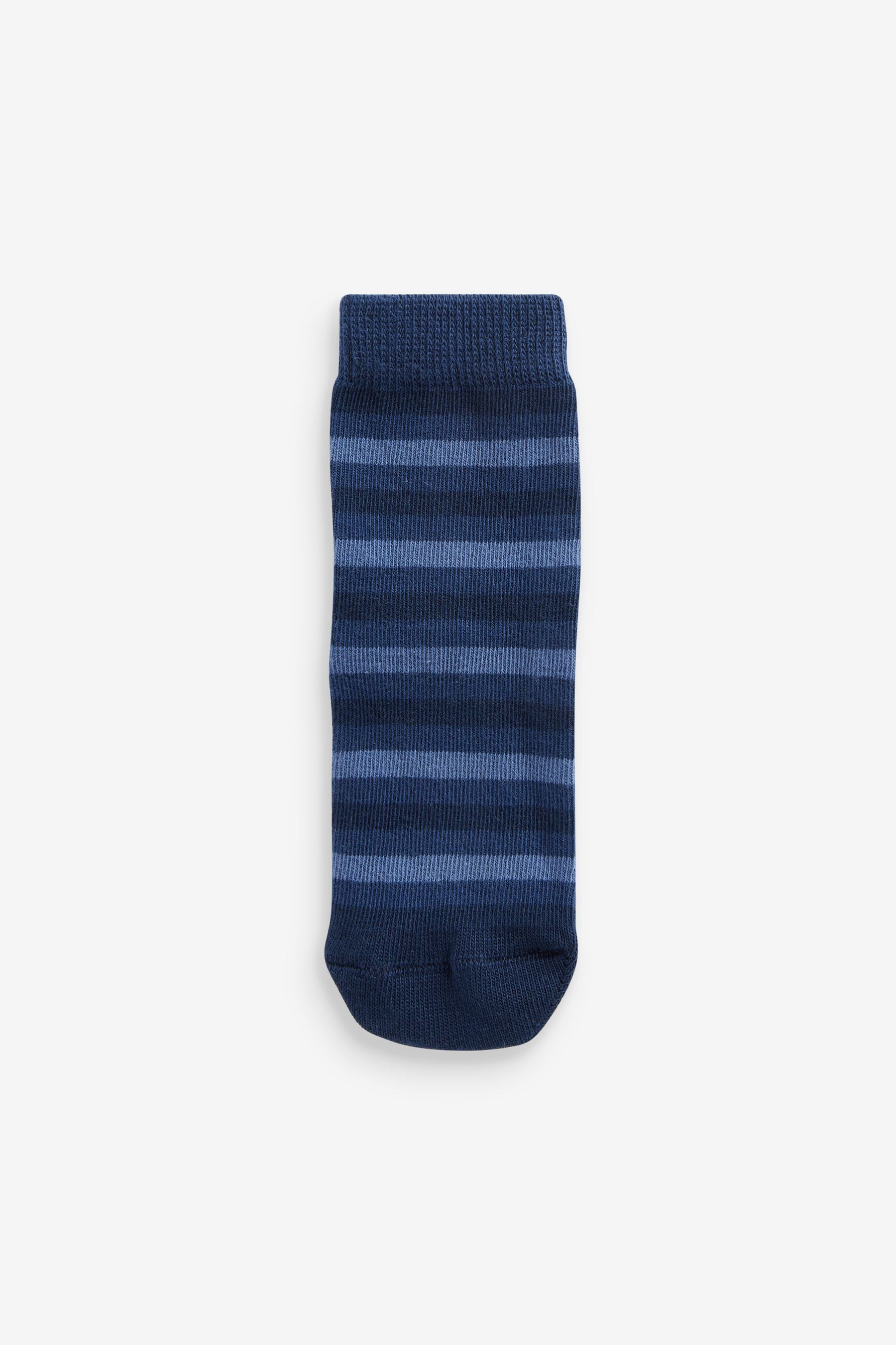 Blue/Tan Brown Stripes Cotton Rich Socks 7 Pack