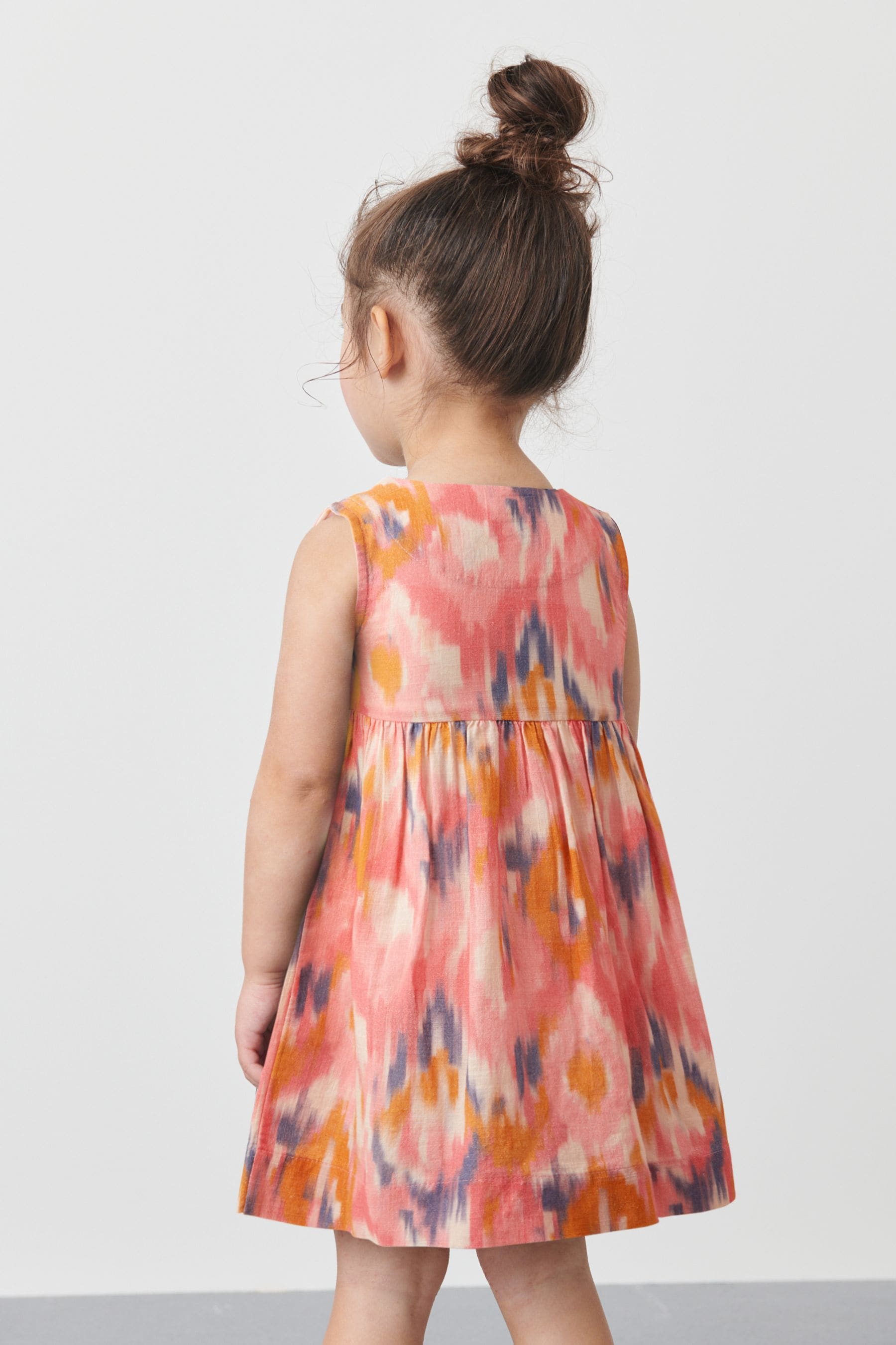 Pink Ikat Button Front Cotton Dress (3mths-8yrs)