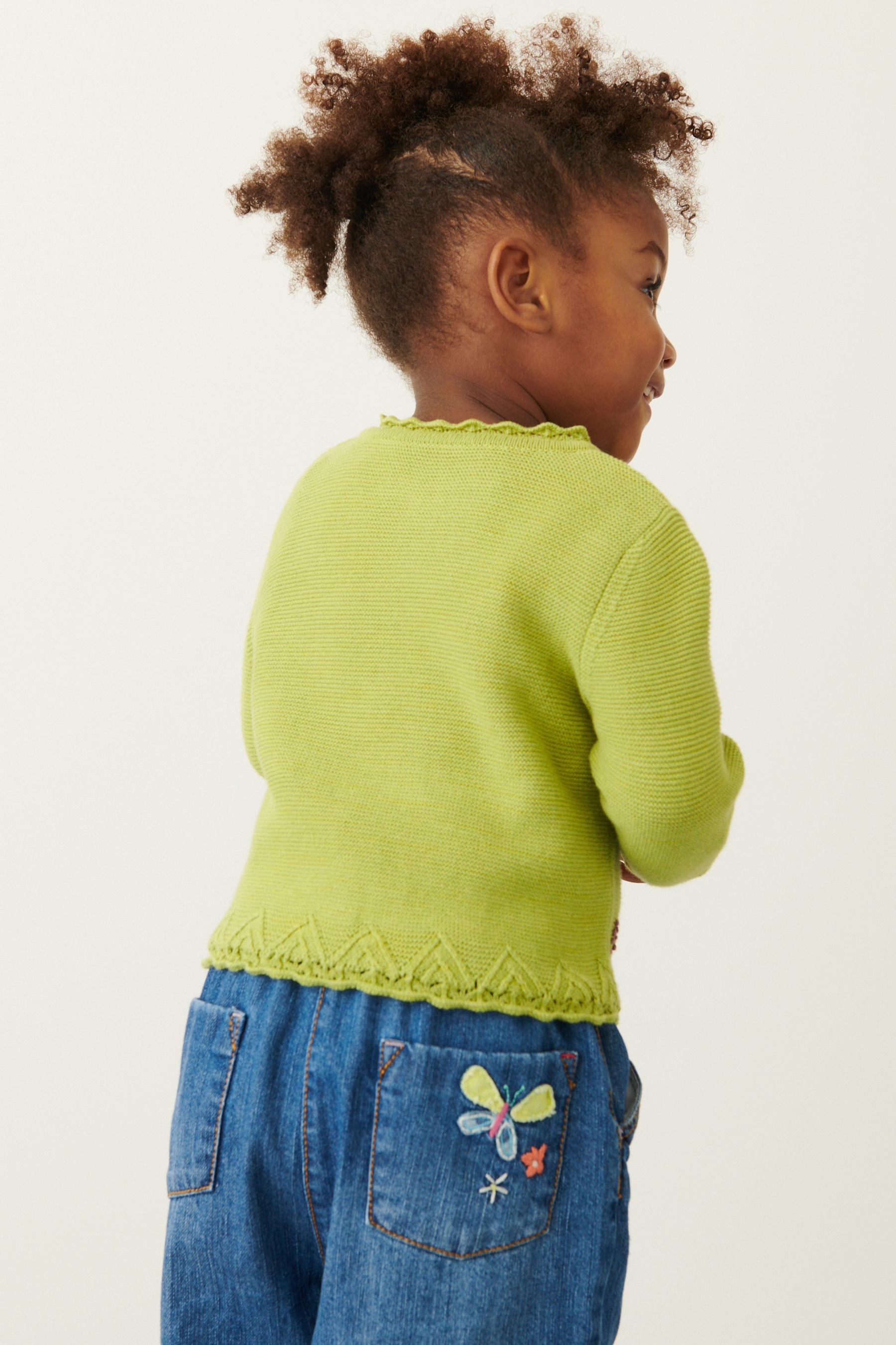 Lime Green Floral Embroidered Cardigan (3mths-7yrs)