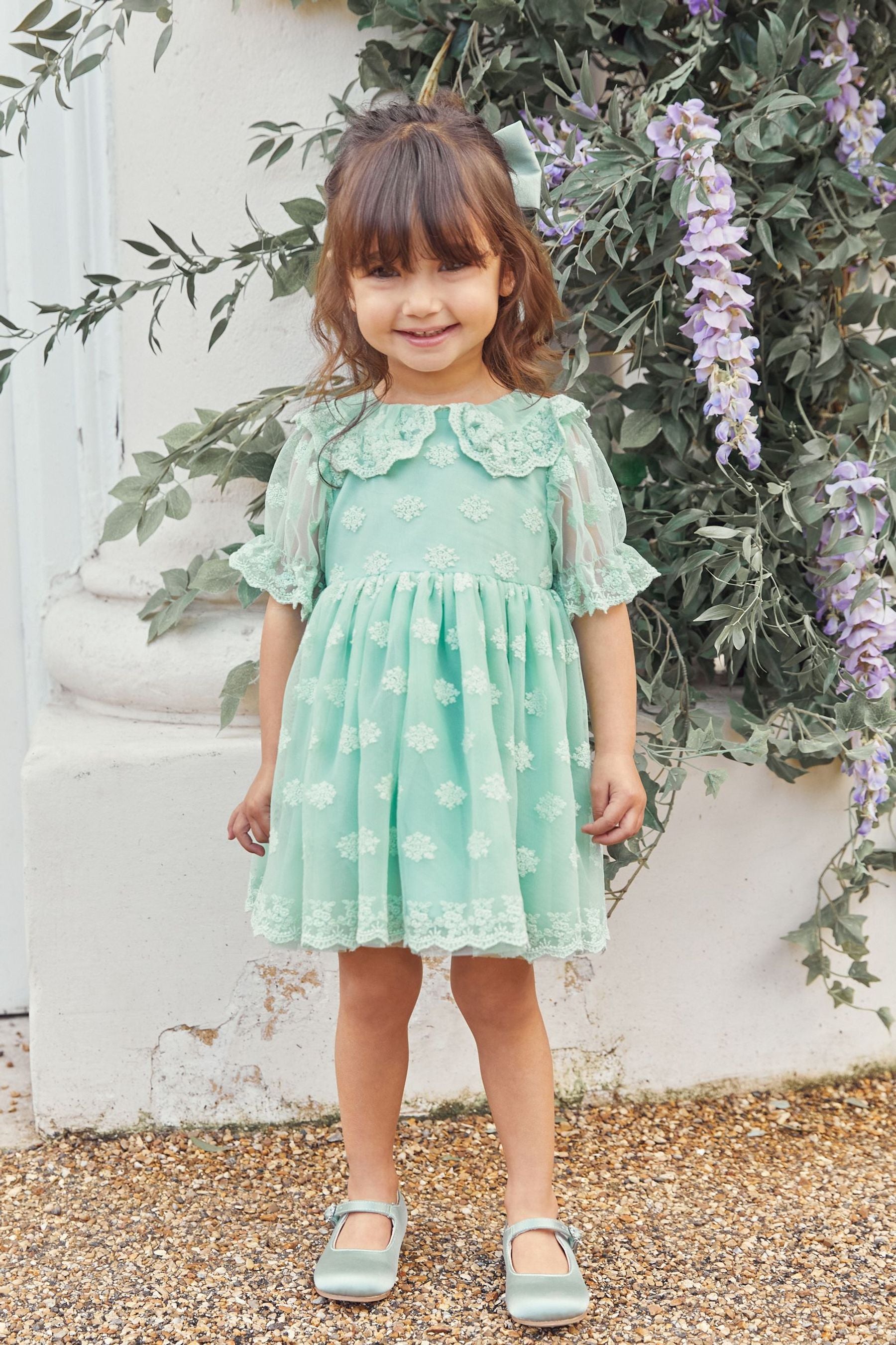 Mint Green Lace Occasion Dress (3mths-8yrs)