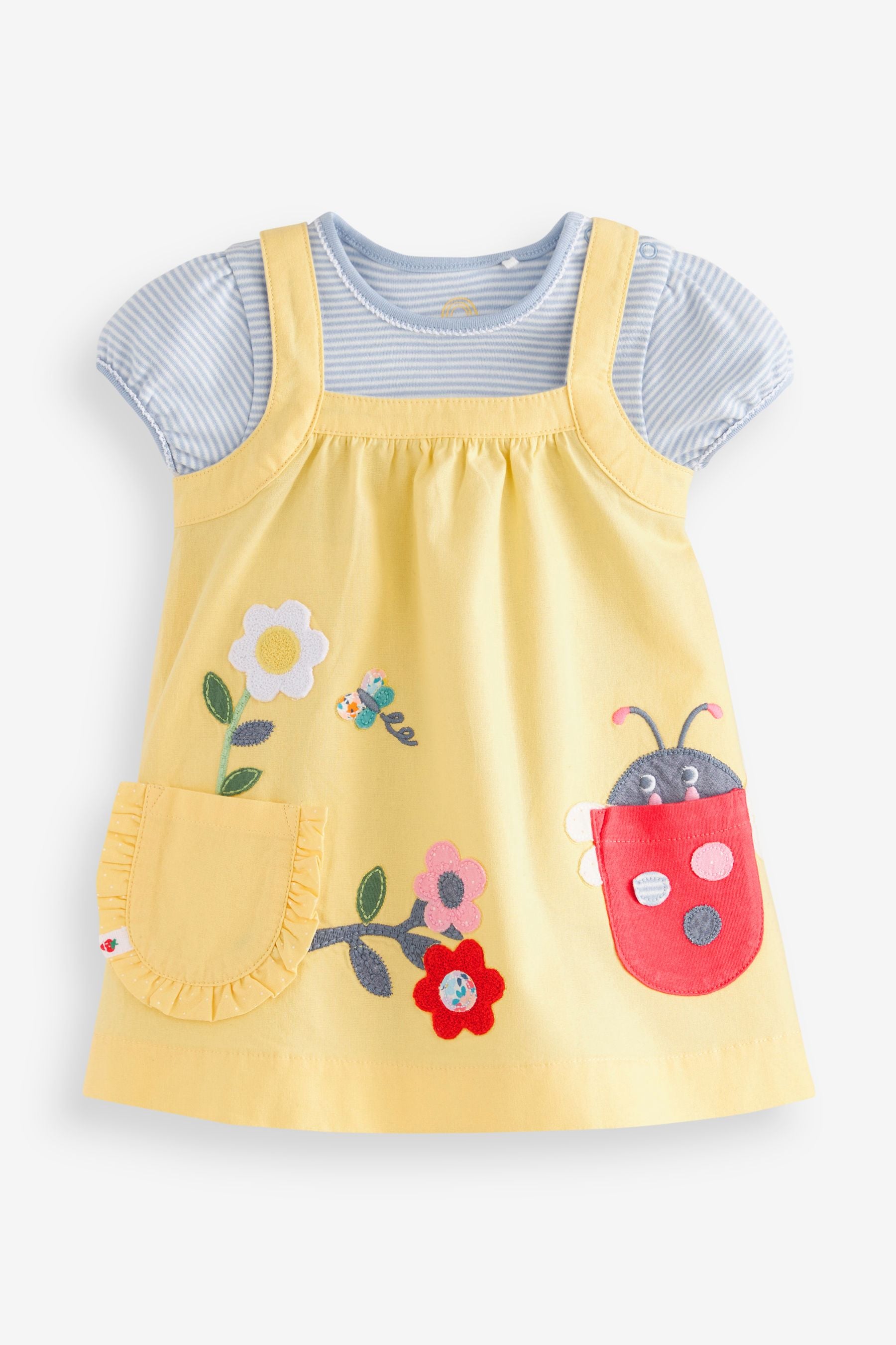 Yellow Bright Character Appliqu?©?©?© Baby Pinafore And Bodysuit Set (0mths-2yrs)