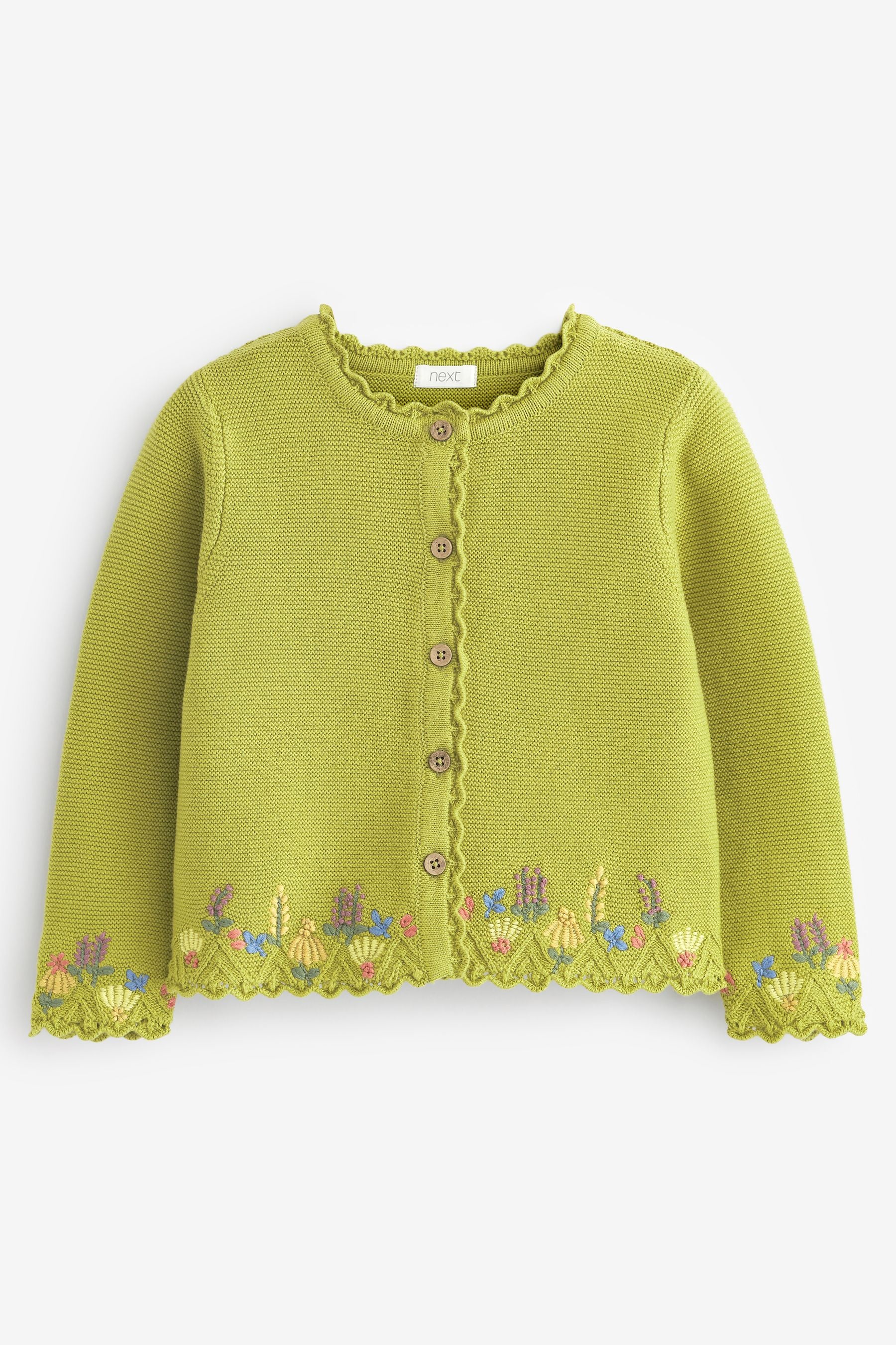 Lime Green Floral Embroidered Cardigan (3mths-7yrs)