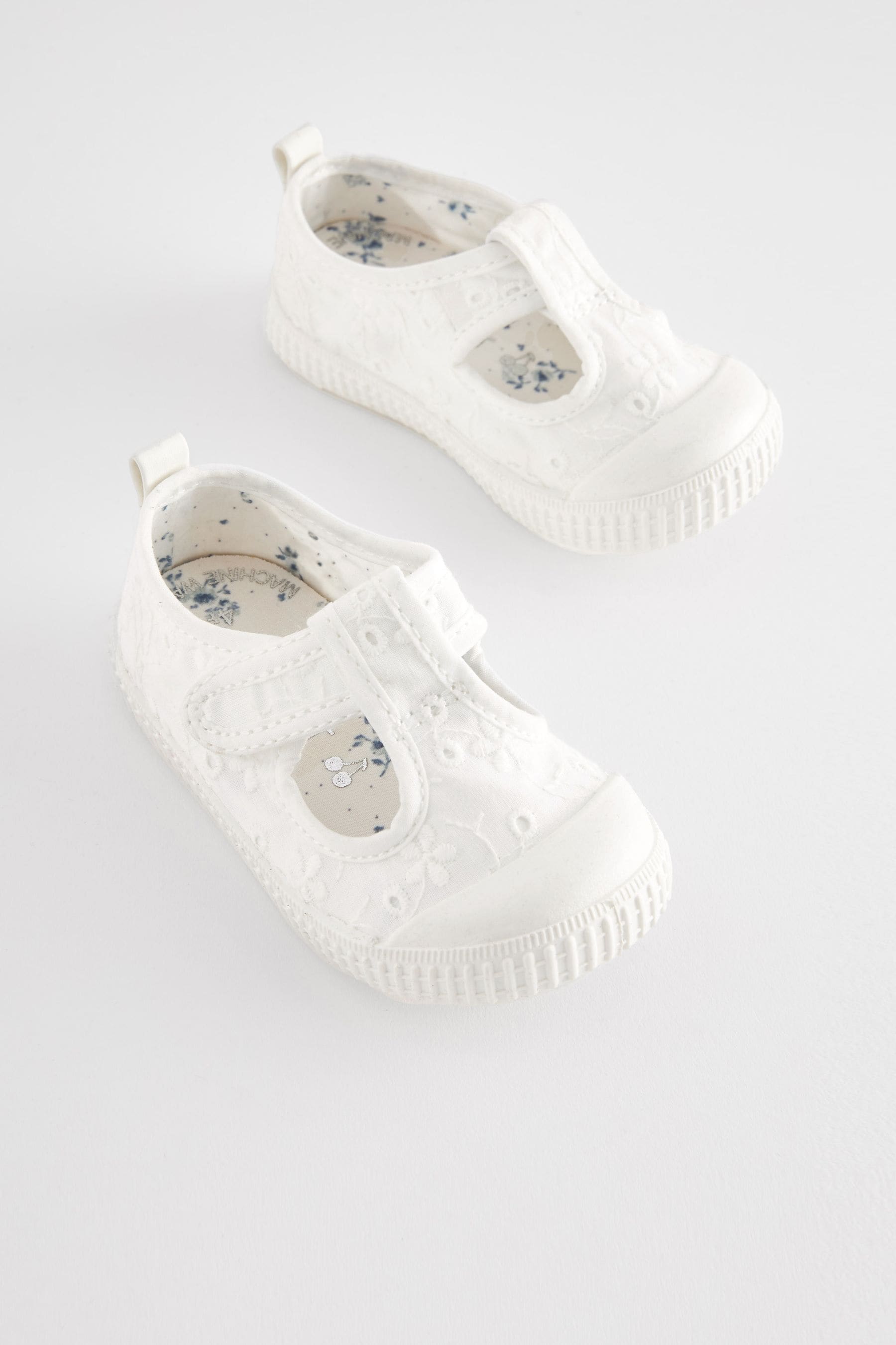 White Broderie First Walker Shoes