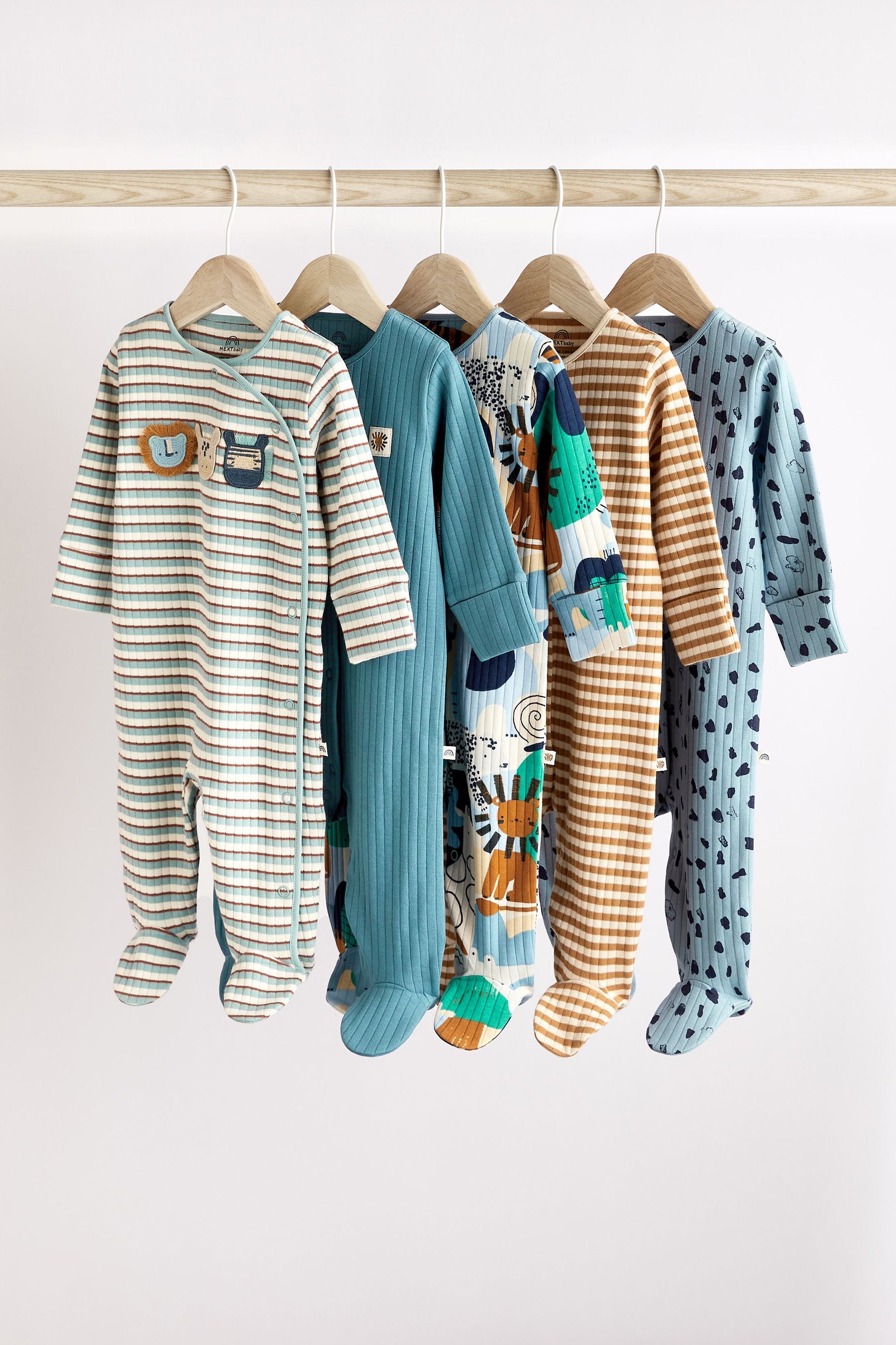 Blue Baby Sleepsuits 5 Pack (0-2yrs)