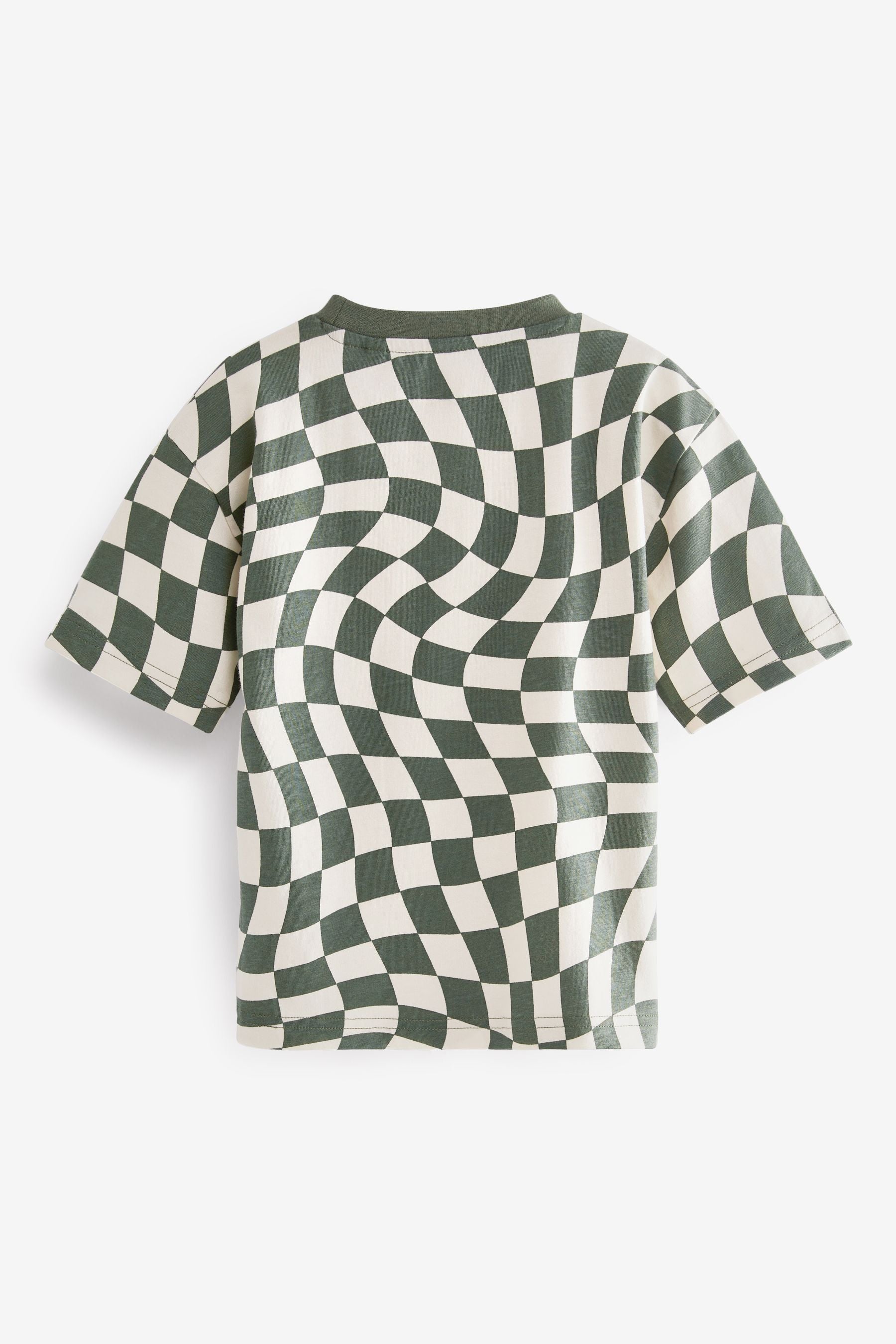 Khaki Green Checkerboard Short Sleeve All Over Print T-Shirt (3mths-7yrs)