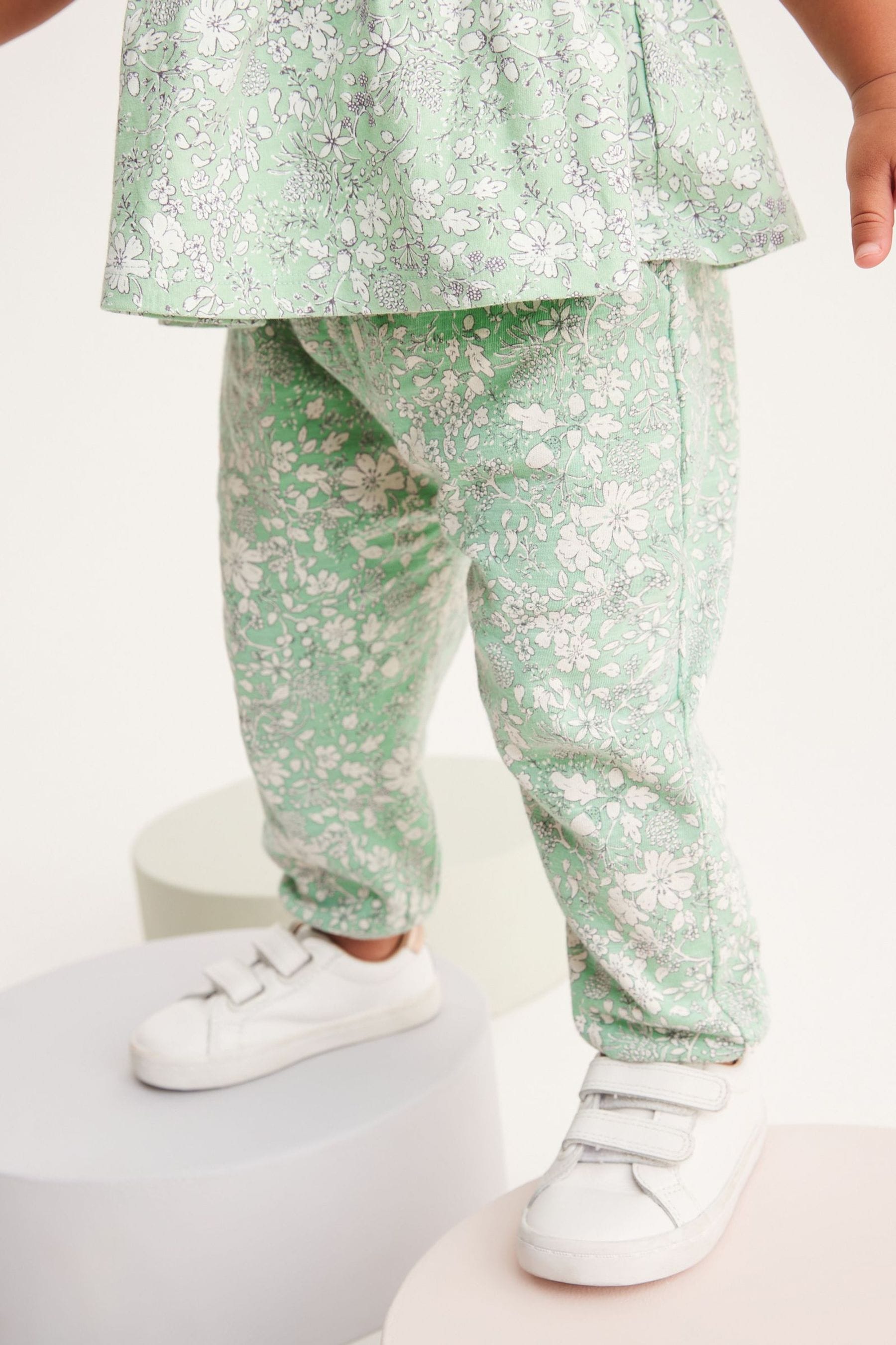 Sage Green Ditsy Floral Cotton Trousers (3mths-7yrs)