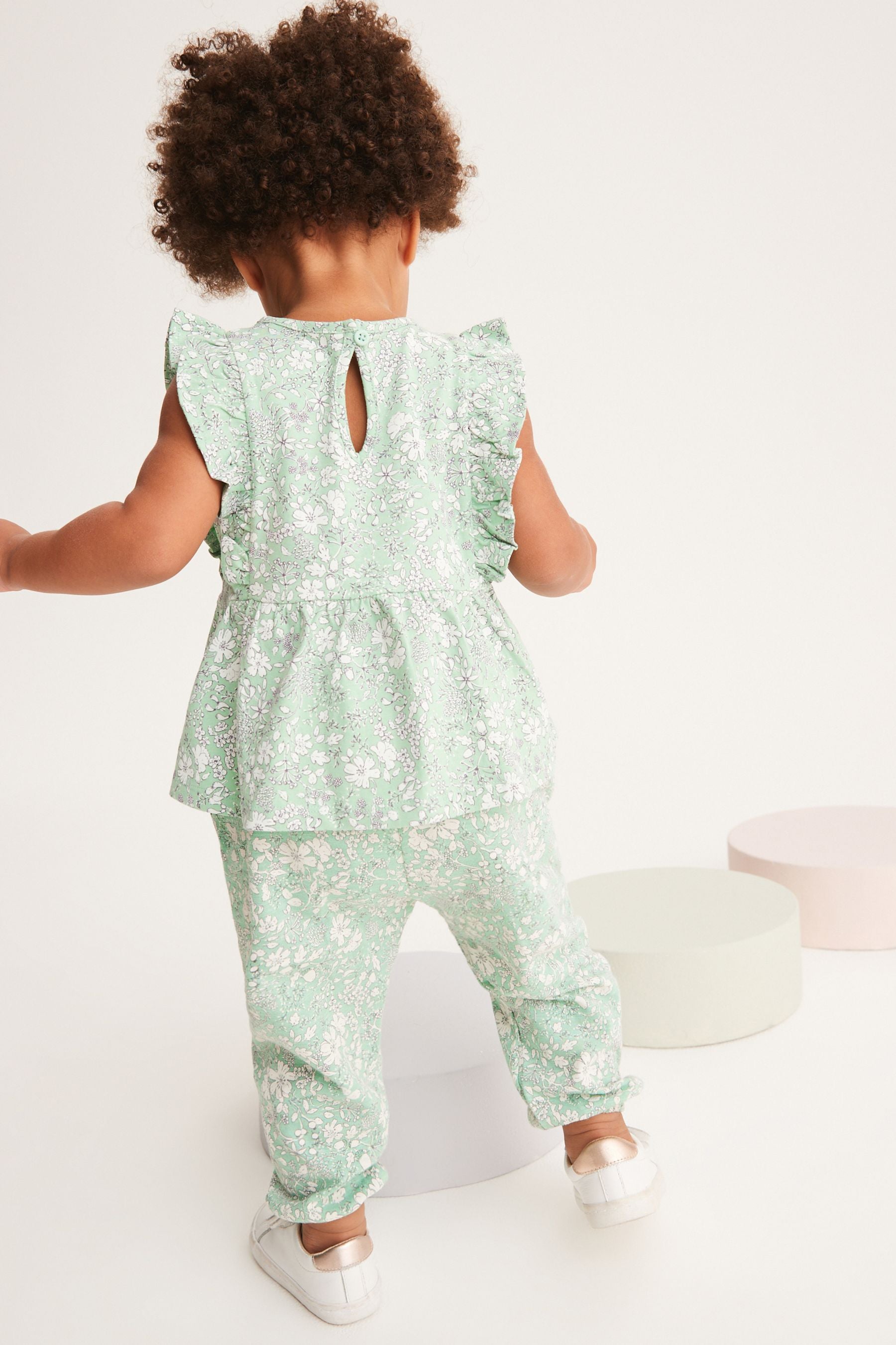 Sage Green Ditsy Floral Cotton Trousers (3mths-7yrs)