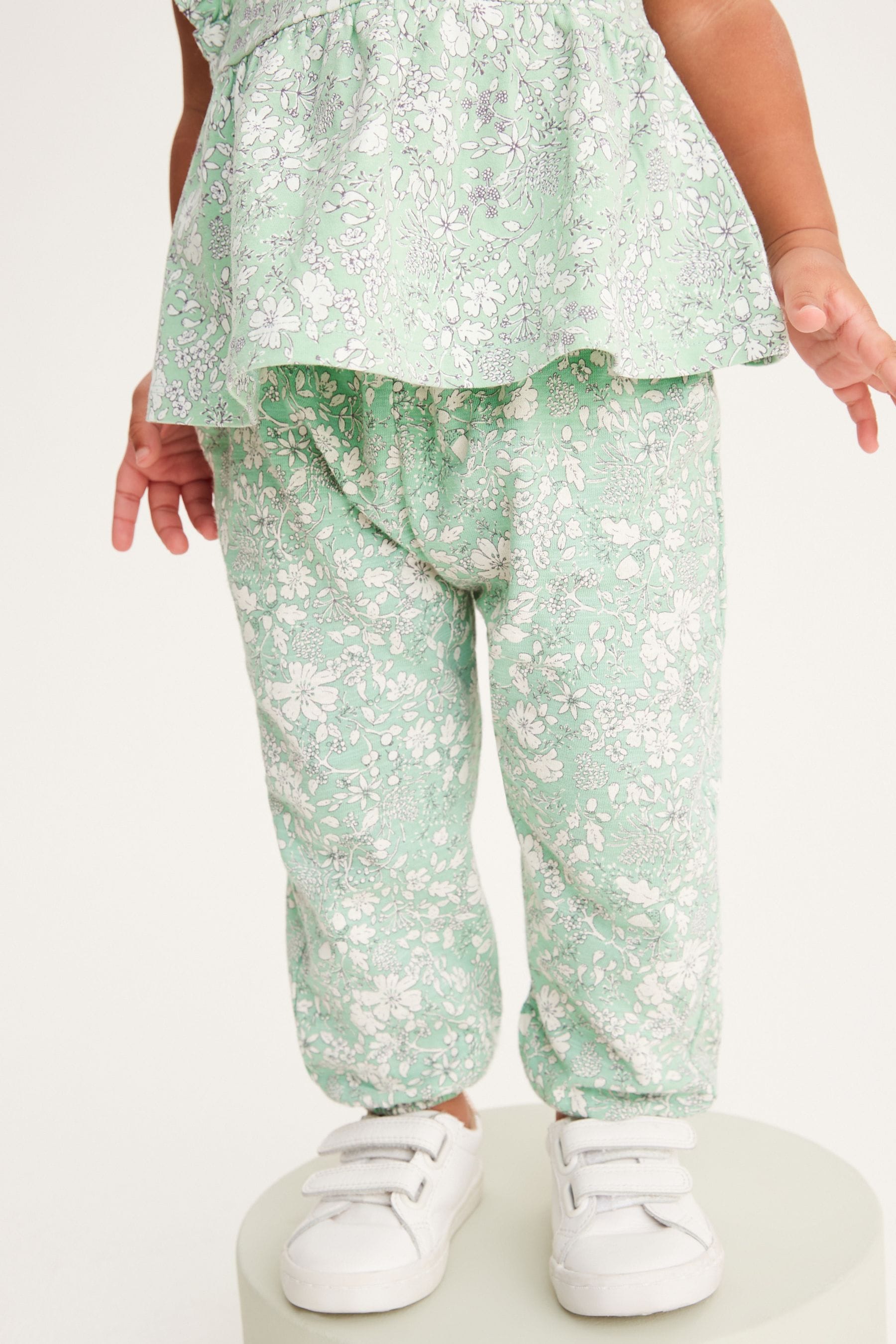 Sage Green Ditsy Floral Cotton Trousers (3mths-7yrs)