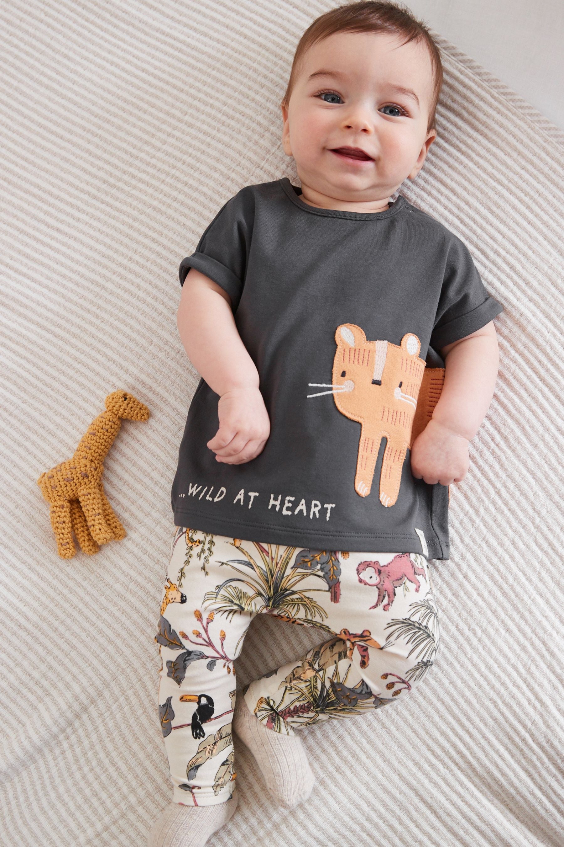 Monochrome 2 Piece Baby T-Shirt And Leggings Set