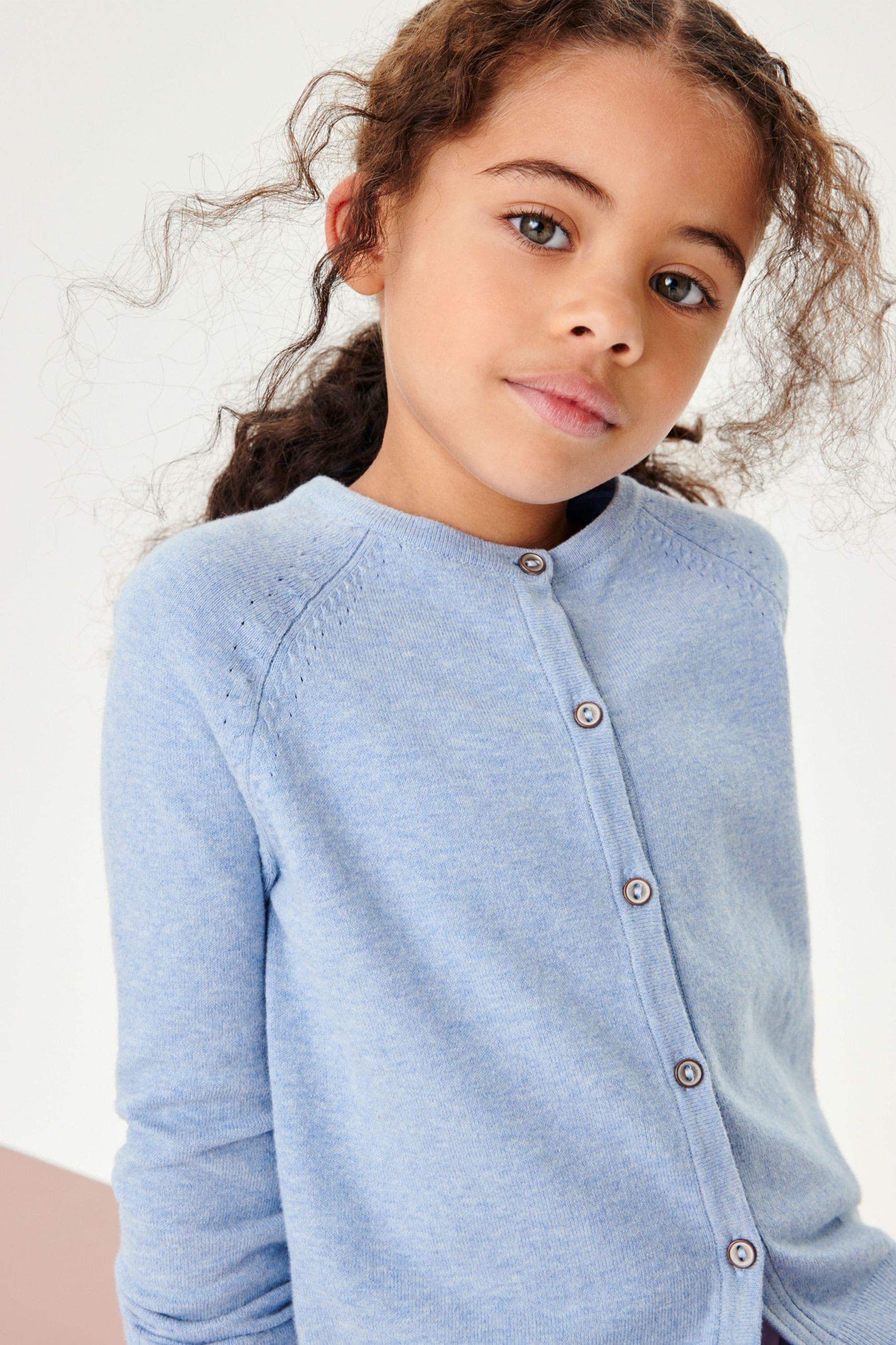 Blue Marl Button-Up Cardigan (3-16yrs)