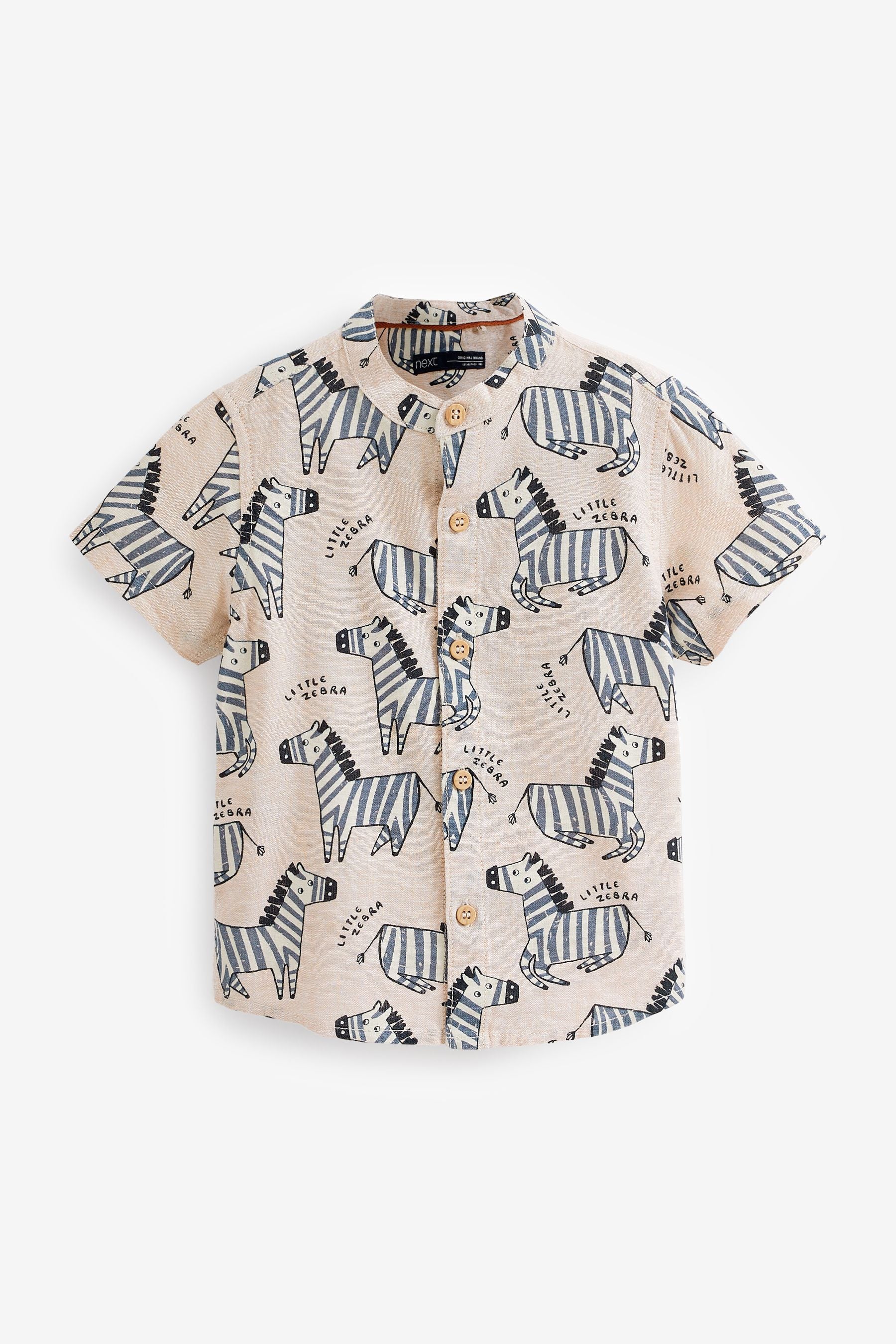 Neutral Zebra Printed Short Sleeve Shirt (3mths-7yrs)