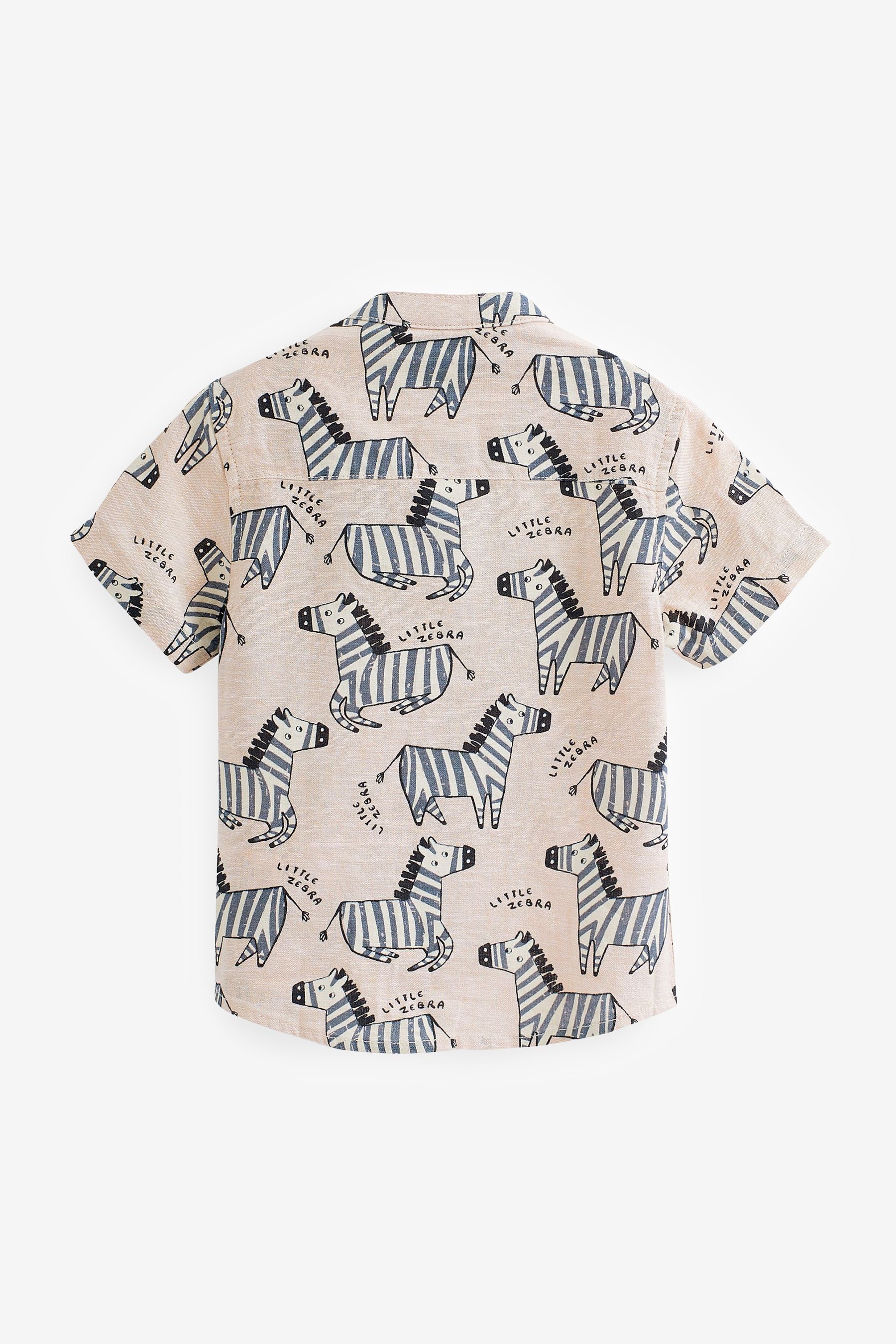 Neutral Zebra Printed Short Sleeve Shirt (3mths-7yrs)