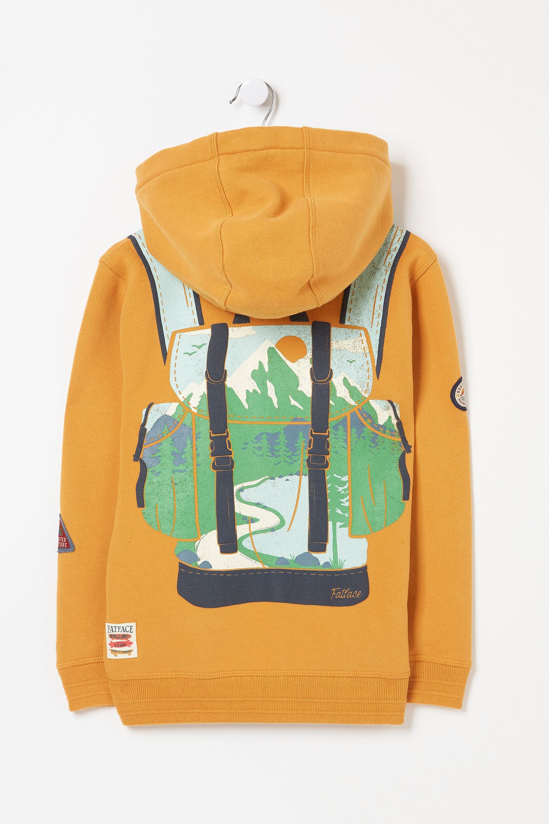 FatFace Yellow Backpack Graphic Zip Hoodie