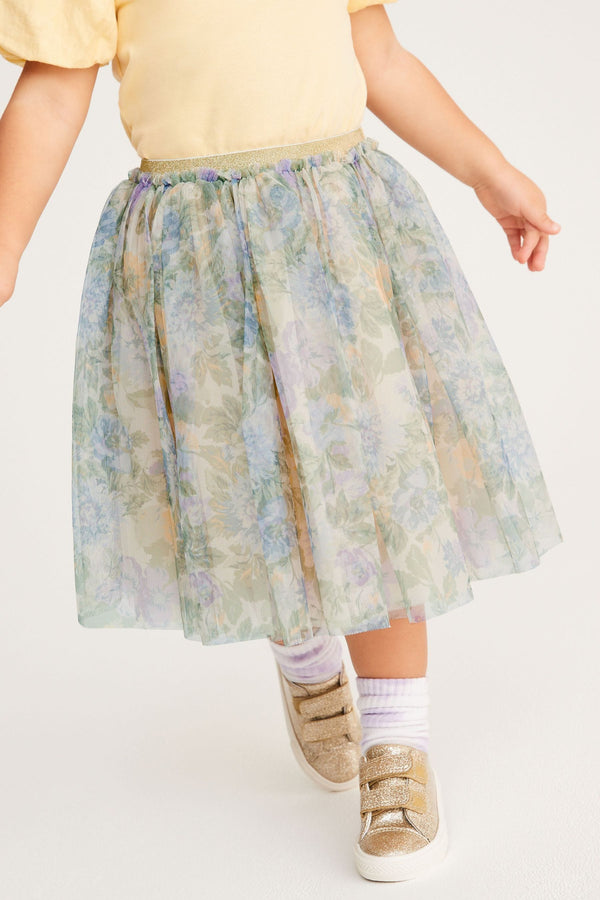 Lilac Purple Floral Midi Tutu Skirt (3mths-7yrs)