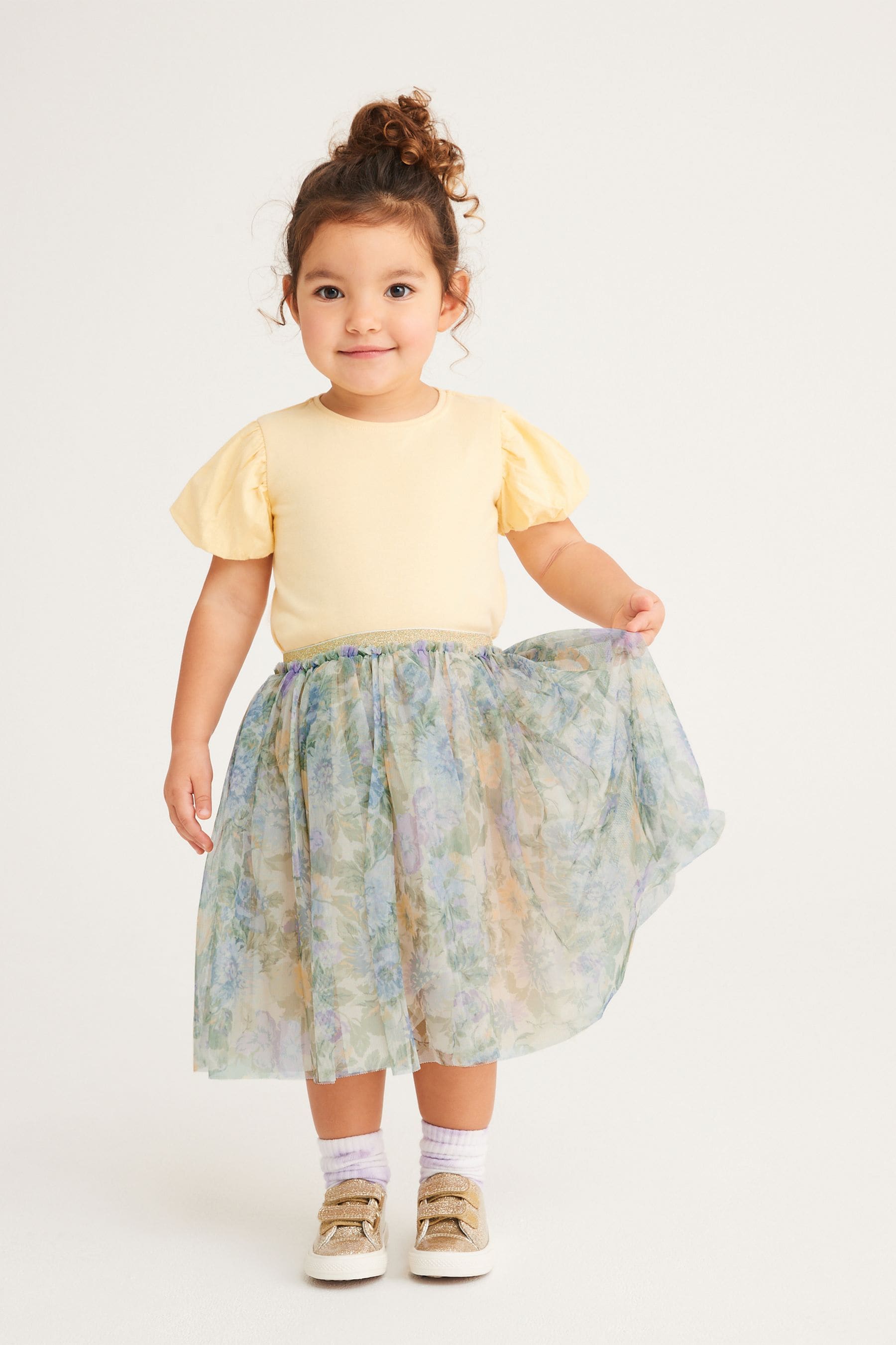 Lilac Purple Floral Midi Tutu Skirt (3mths-7yrs)