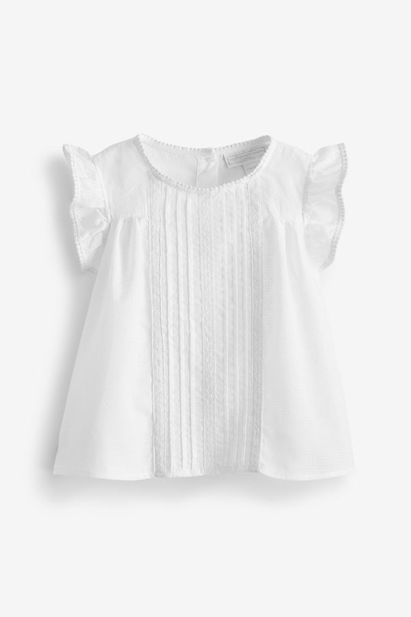 The White Company Toddler White Lace Detail Blouse